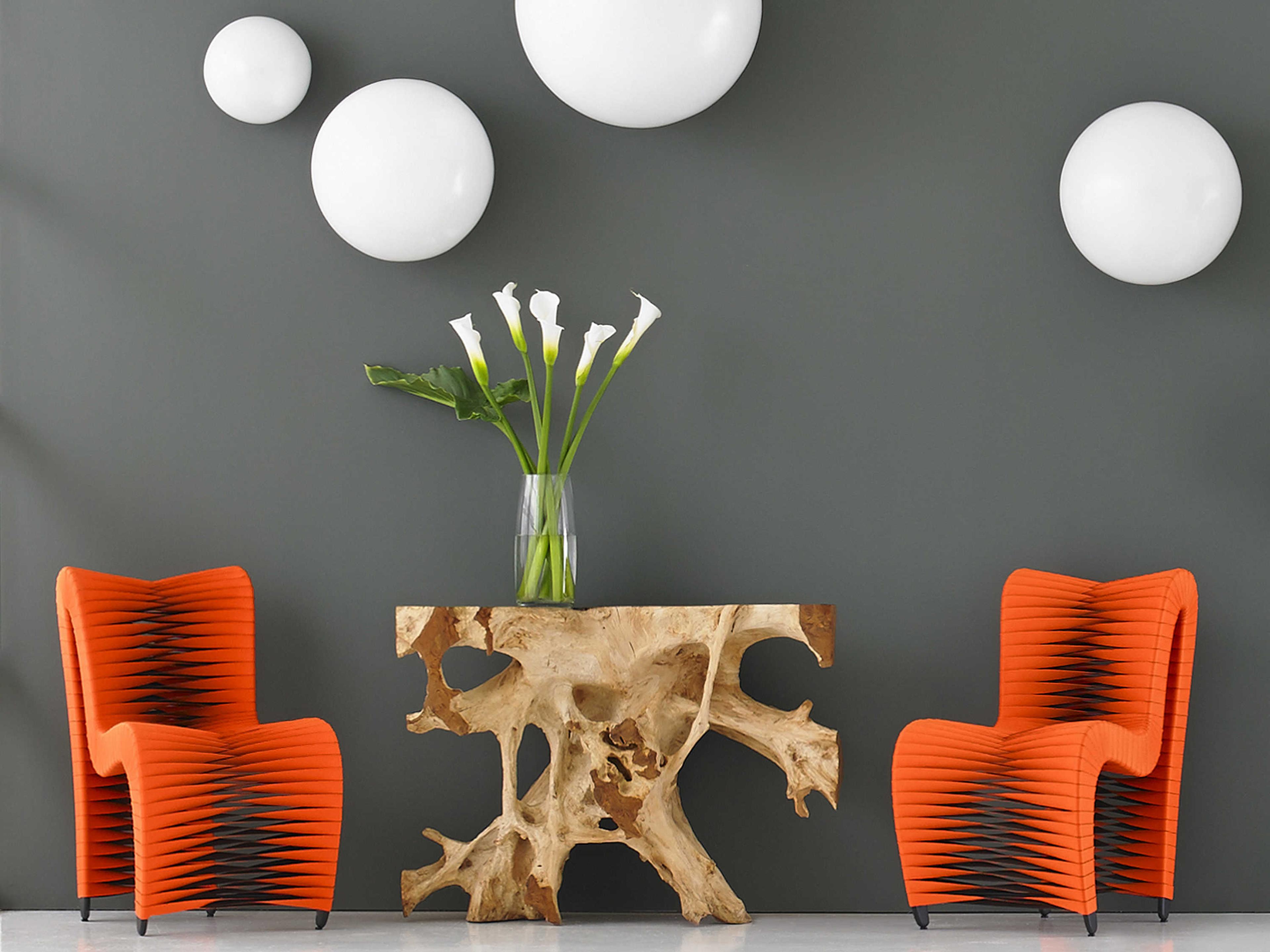 Phillips Collection Seat Belt Orange Upholstered Side Dining Chair