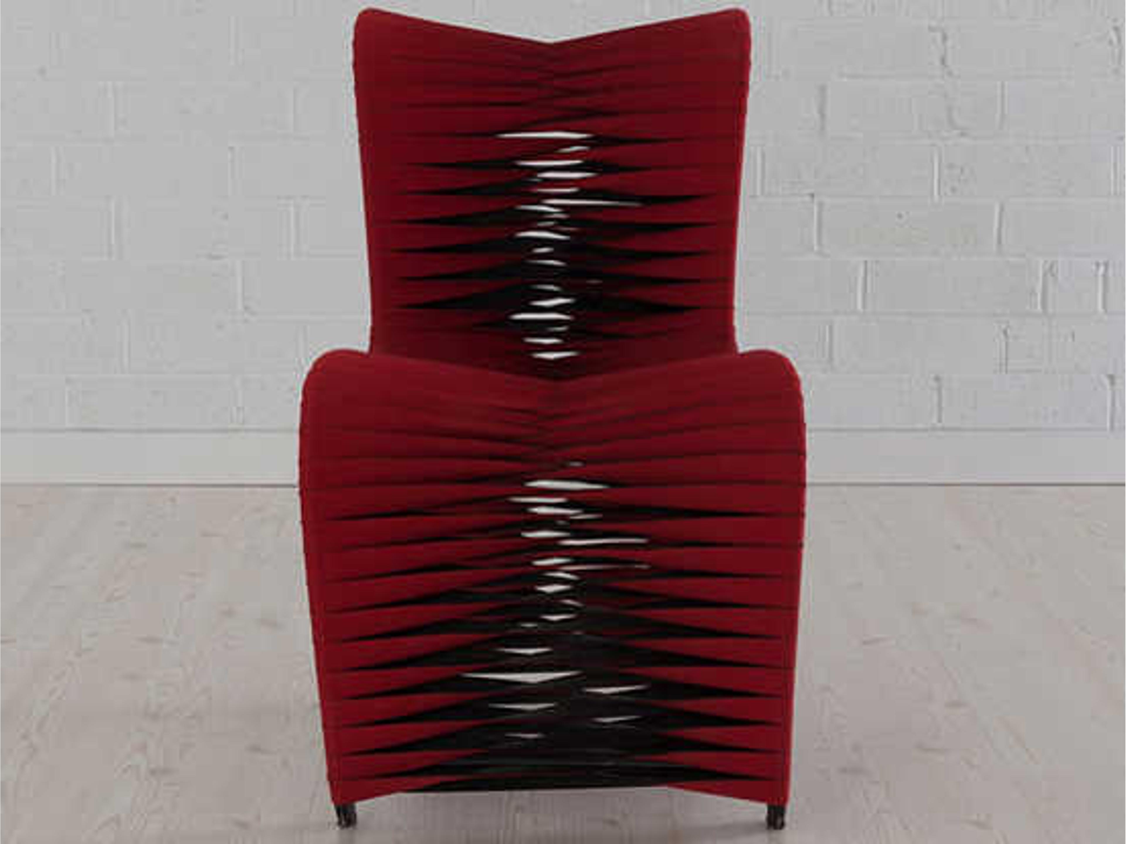 Phillips Collection Seat Belt Red Upholstered Side Dining Chair