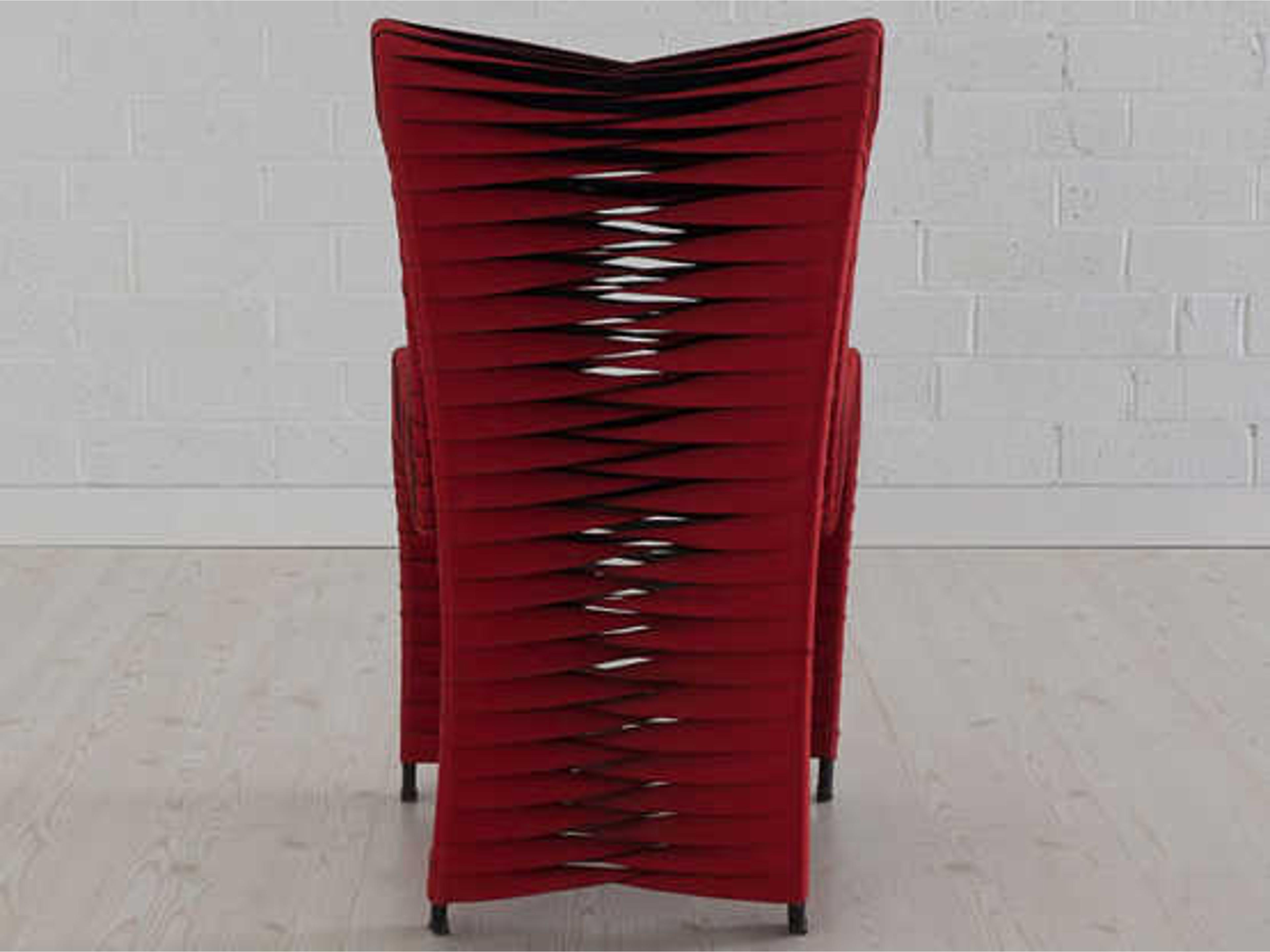 Phillips Collection Seat Belt Red Upholstered Side Dining Chair