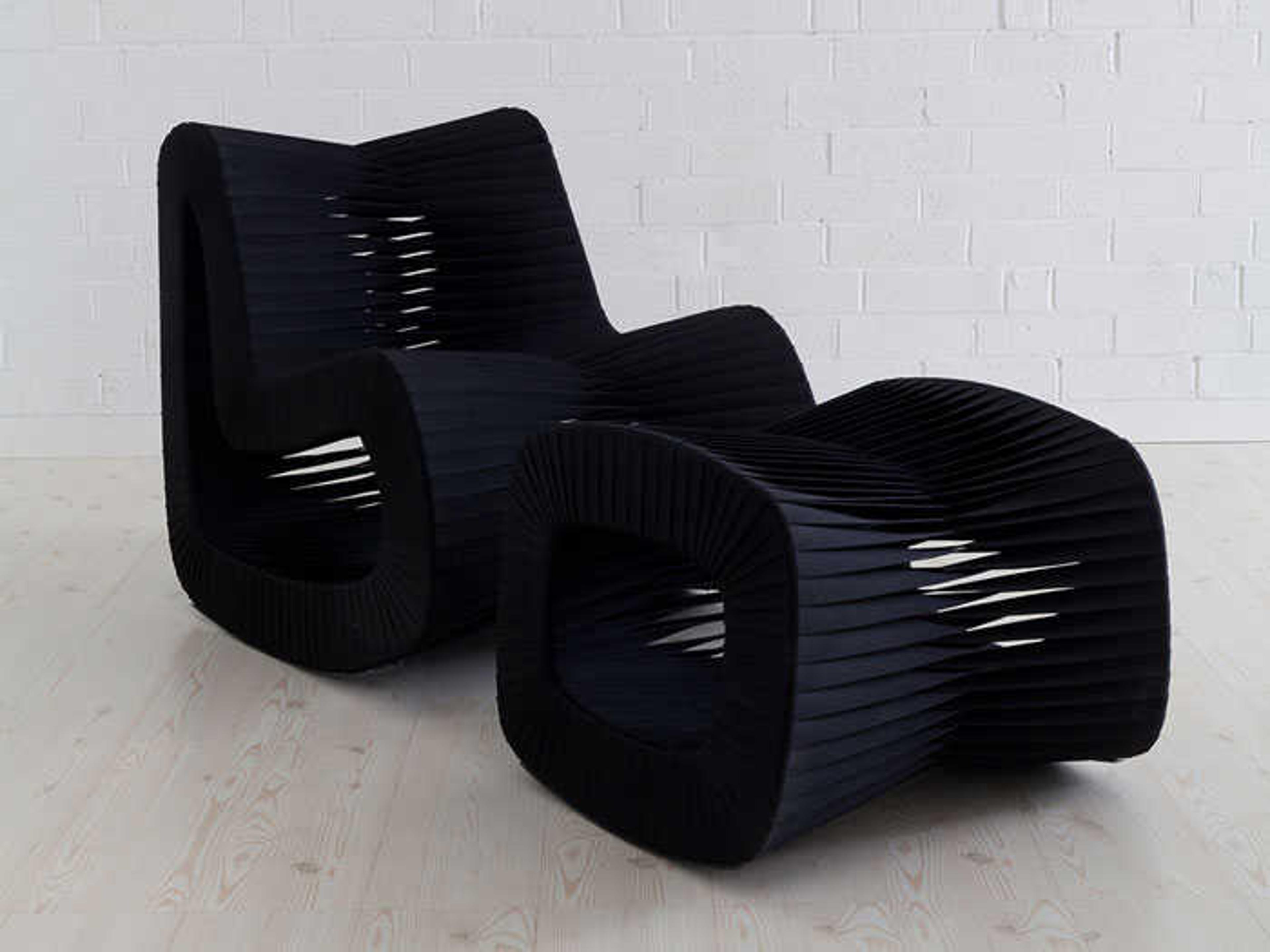 Phillips Collection Seat Belt Black Upholstered Ottoman