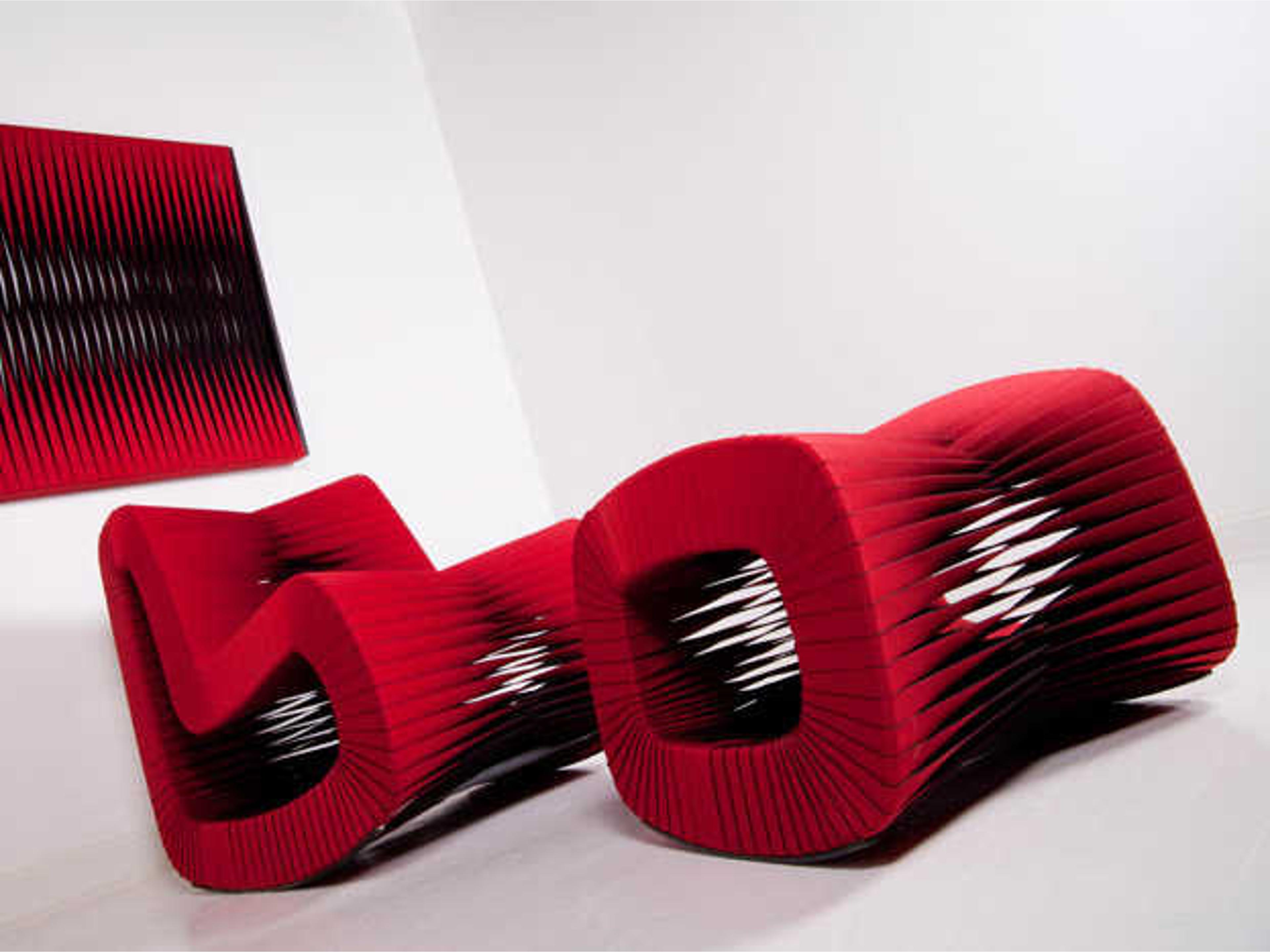 Phillips Collection Seat Belt Red Upholstered Ottoman