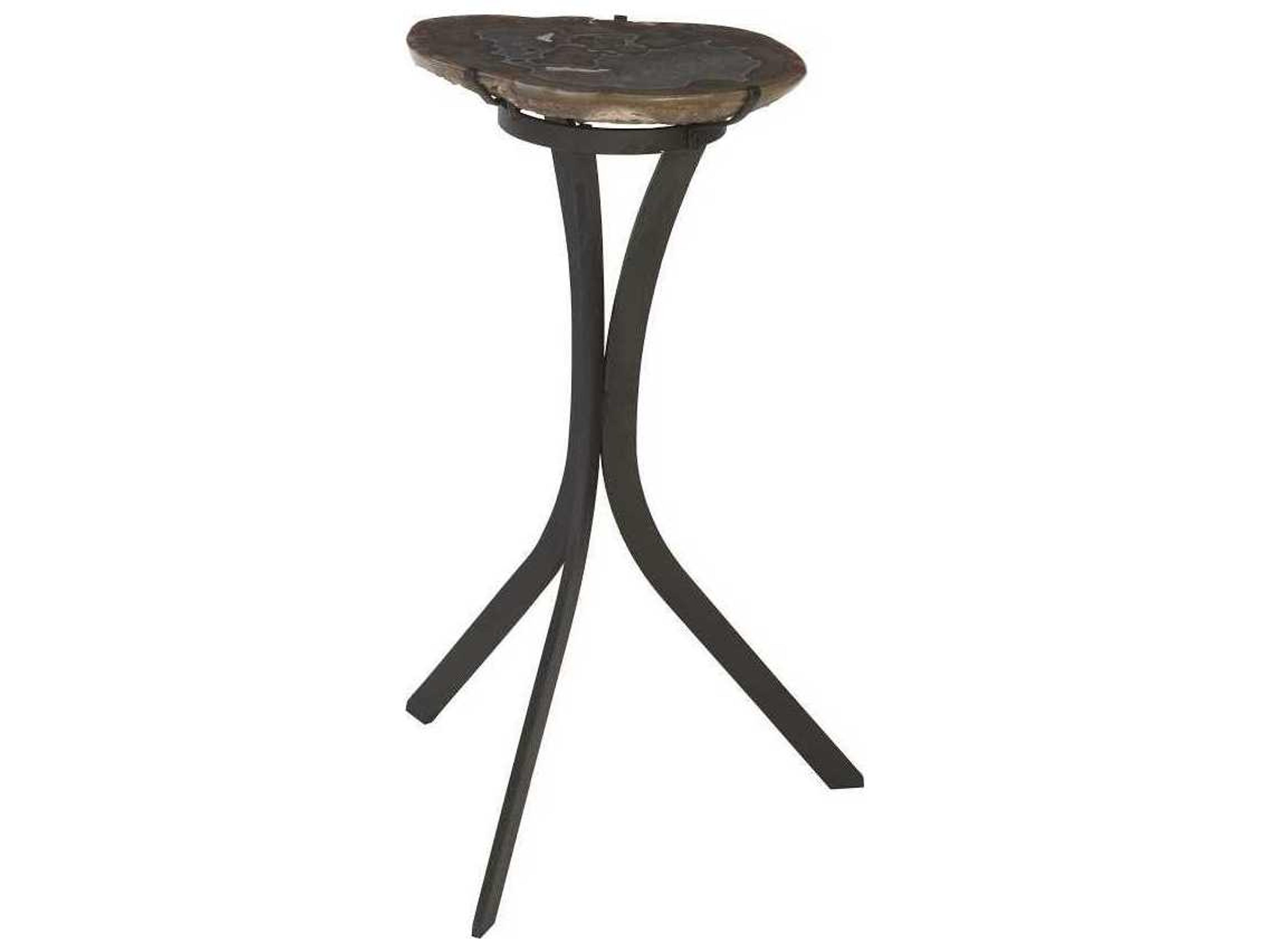 Phillips Collection 9" Round Stone Agate Iron End Table