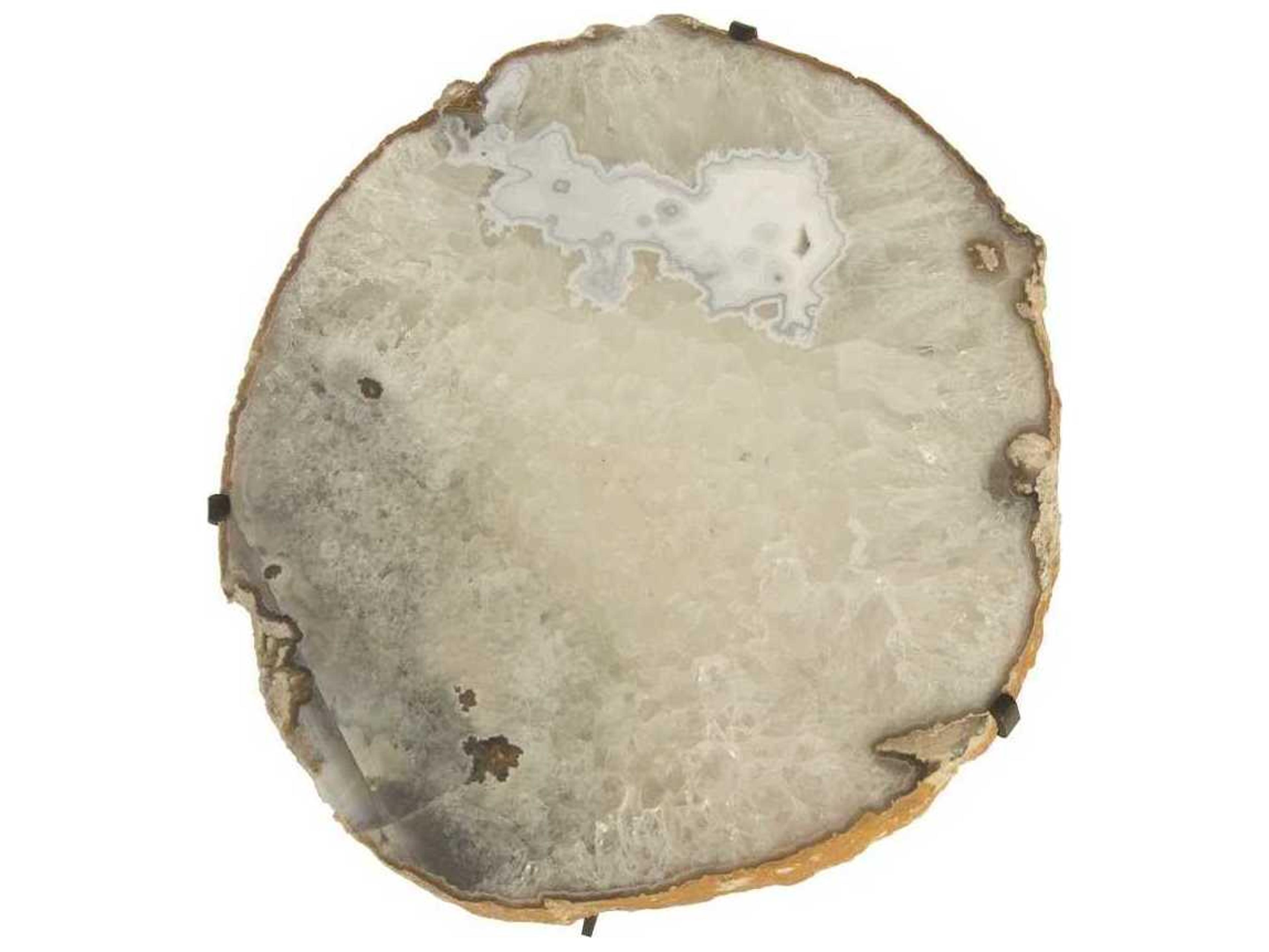 Phillips Collection 9" Round Stone Agate Iron End Table