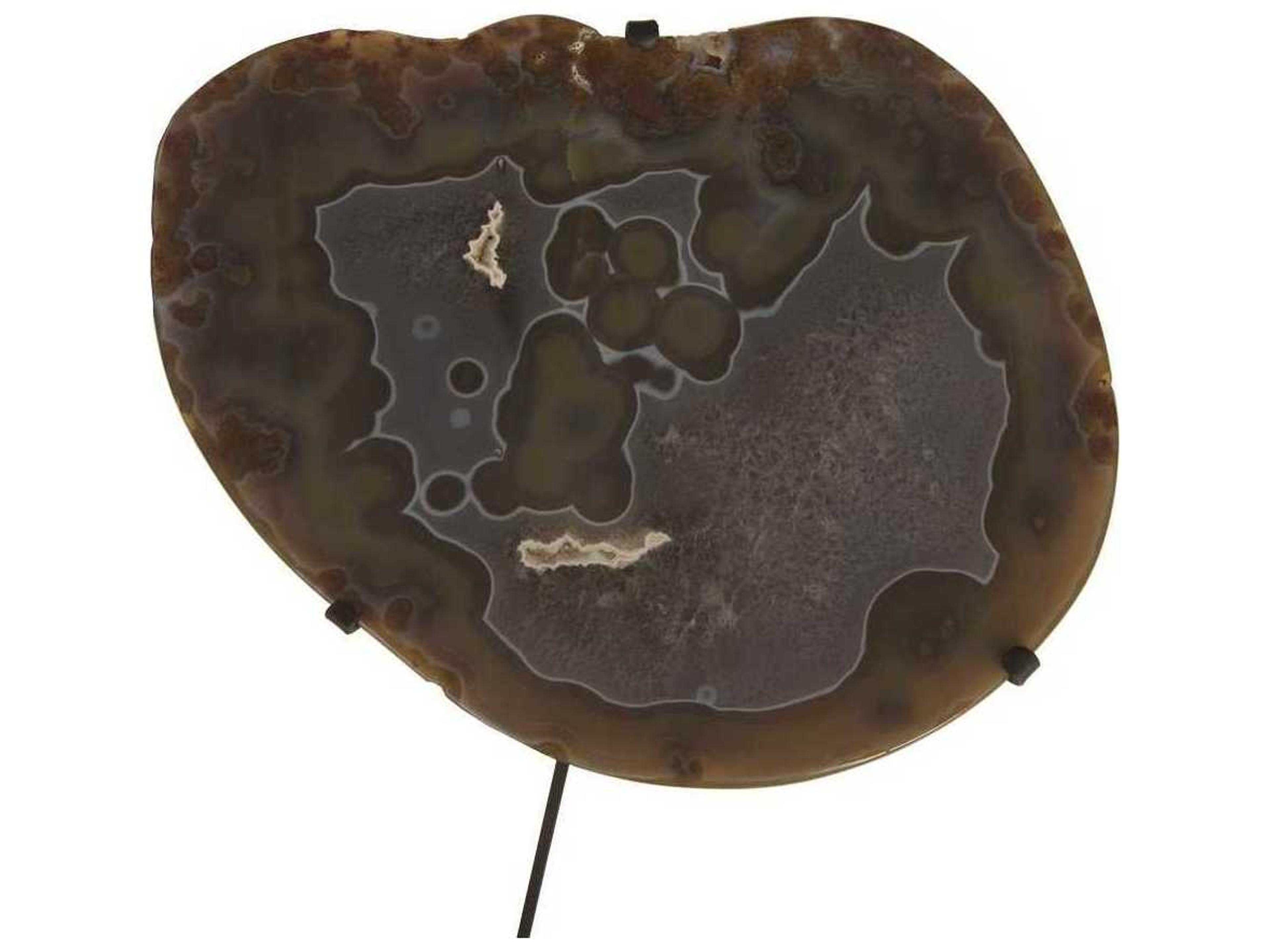 Phillips Collection 9" Round Stone Agate Iron End Table