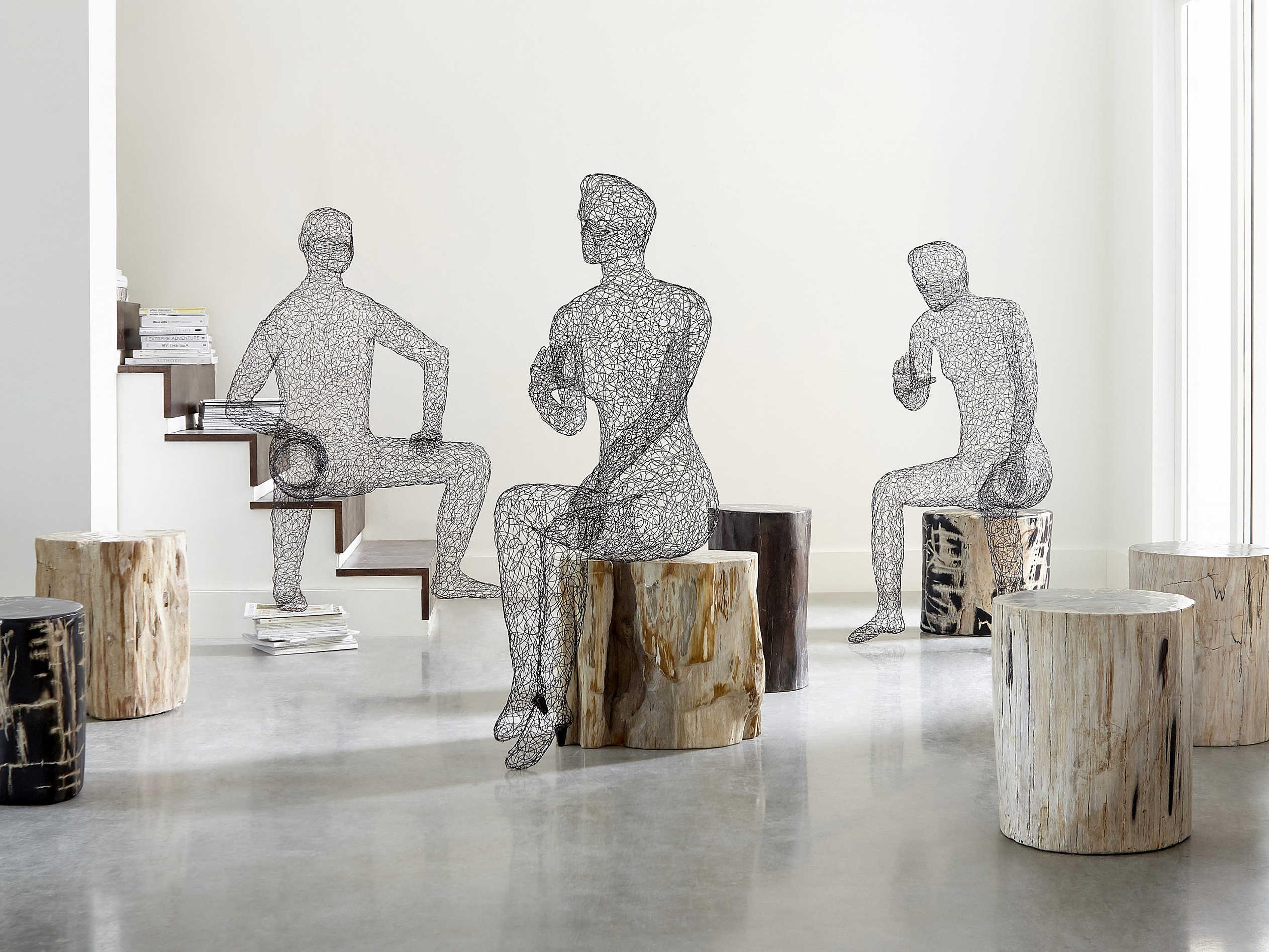 Phillips Collection Black Crazy Wire Lounging Male Sculpture