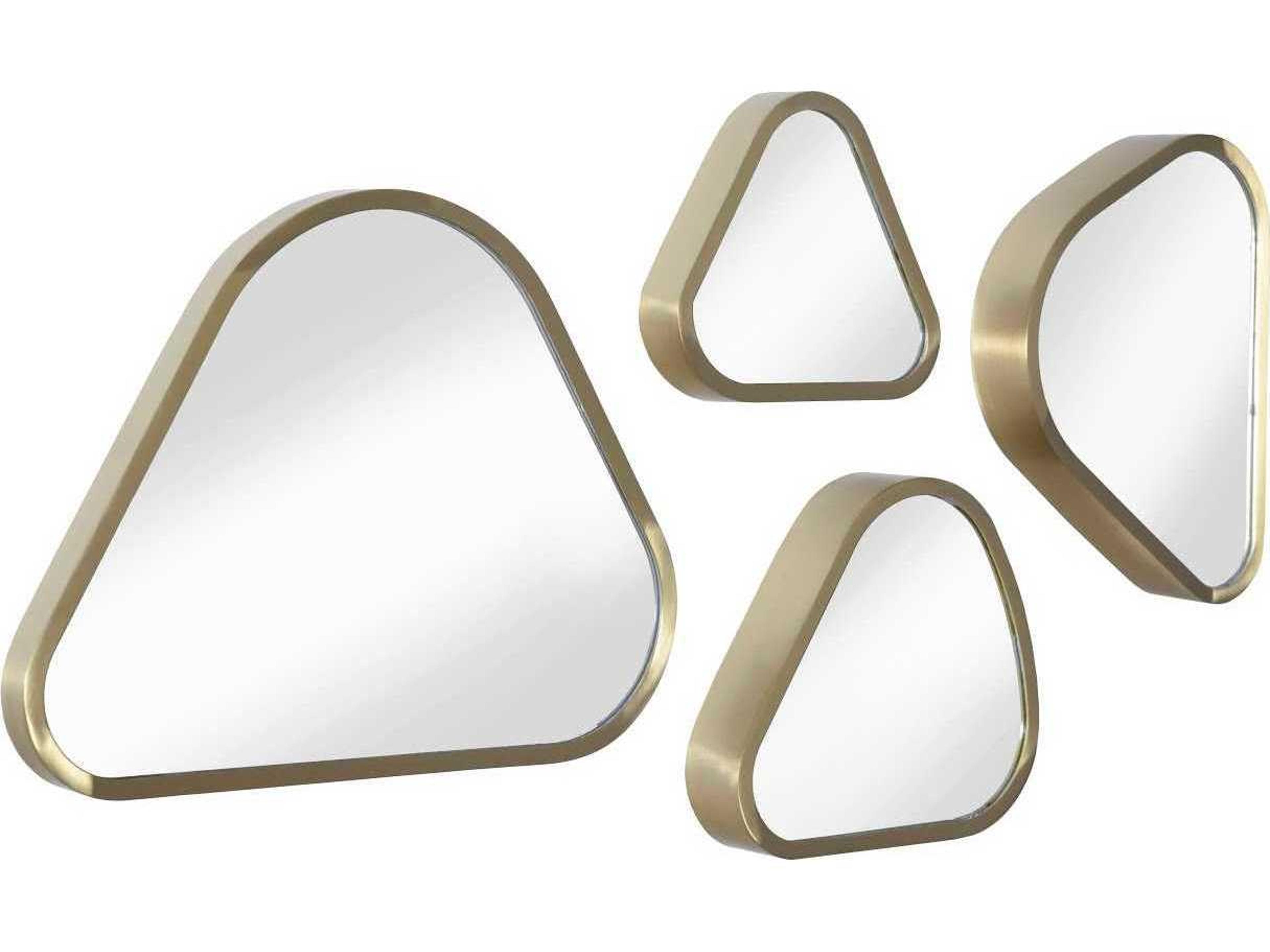 Phillips Collection Brushed Brass Pebble Mirrors Metal Wall Art Set of 4