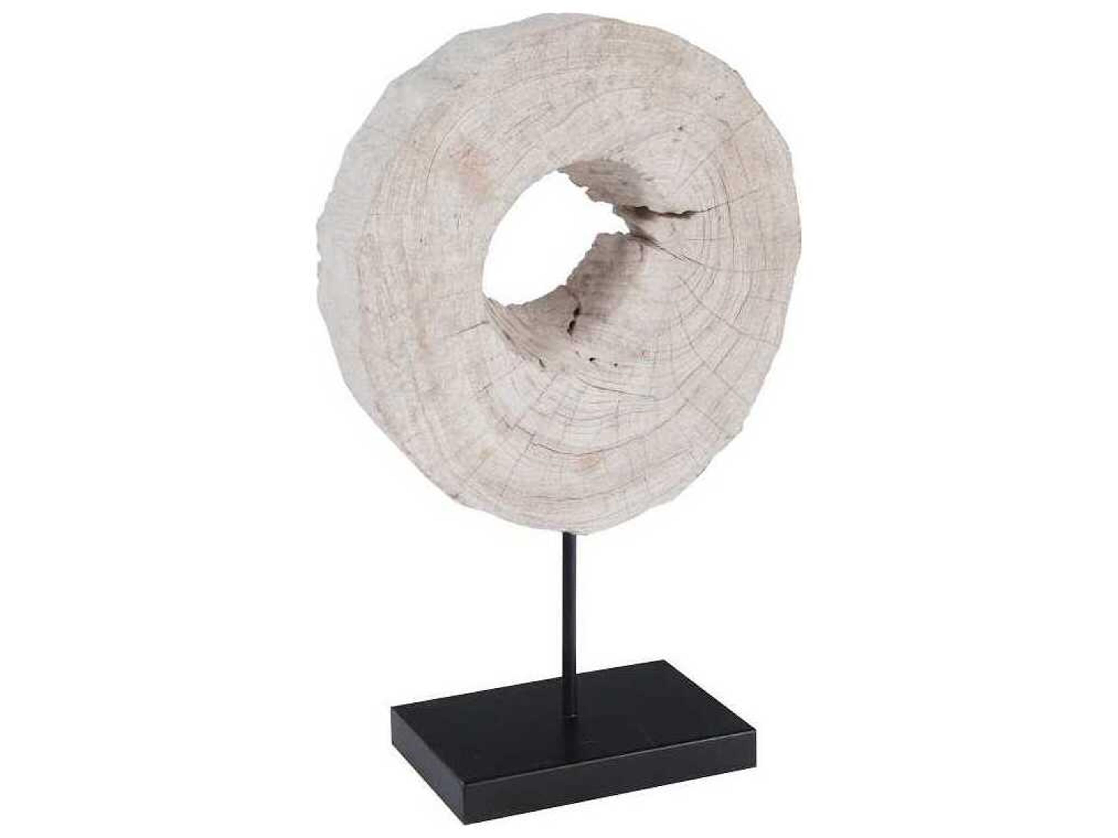 Eroded Wood Circle Sculpture on Stand