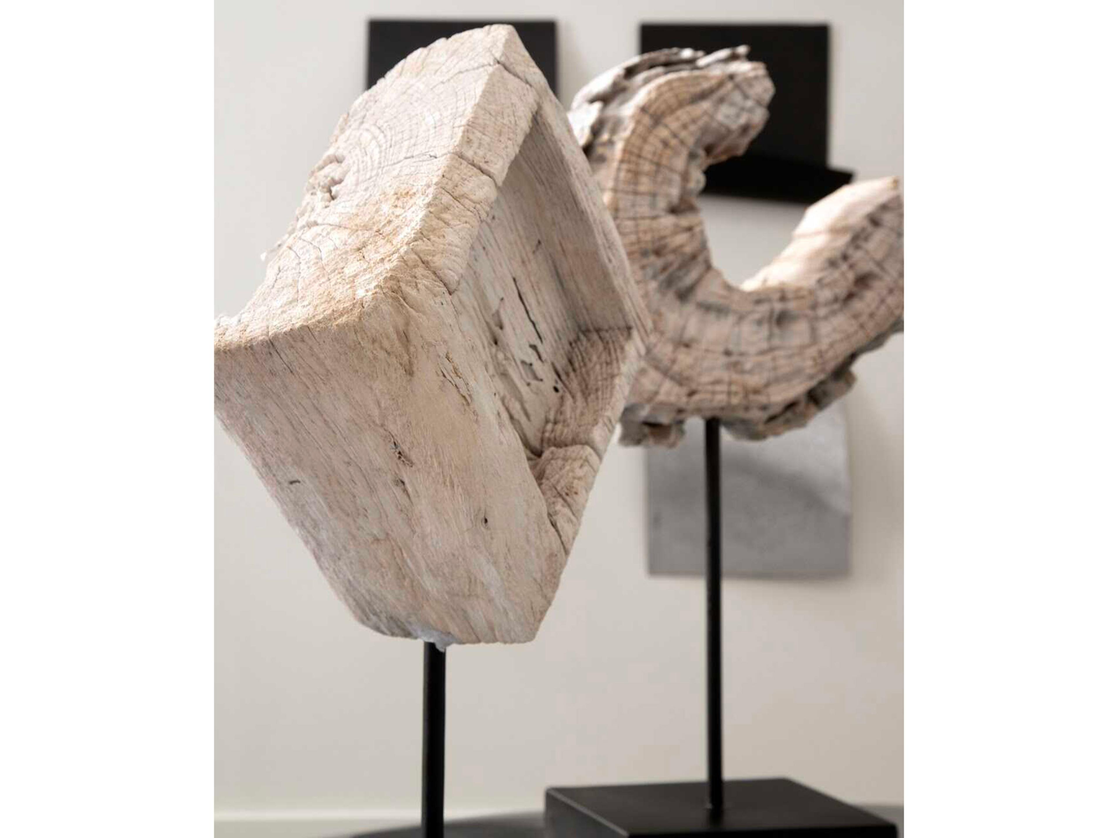 Phillips Collection Eroded Wood Circle Sculpture on Stand