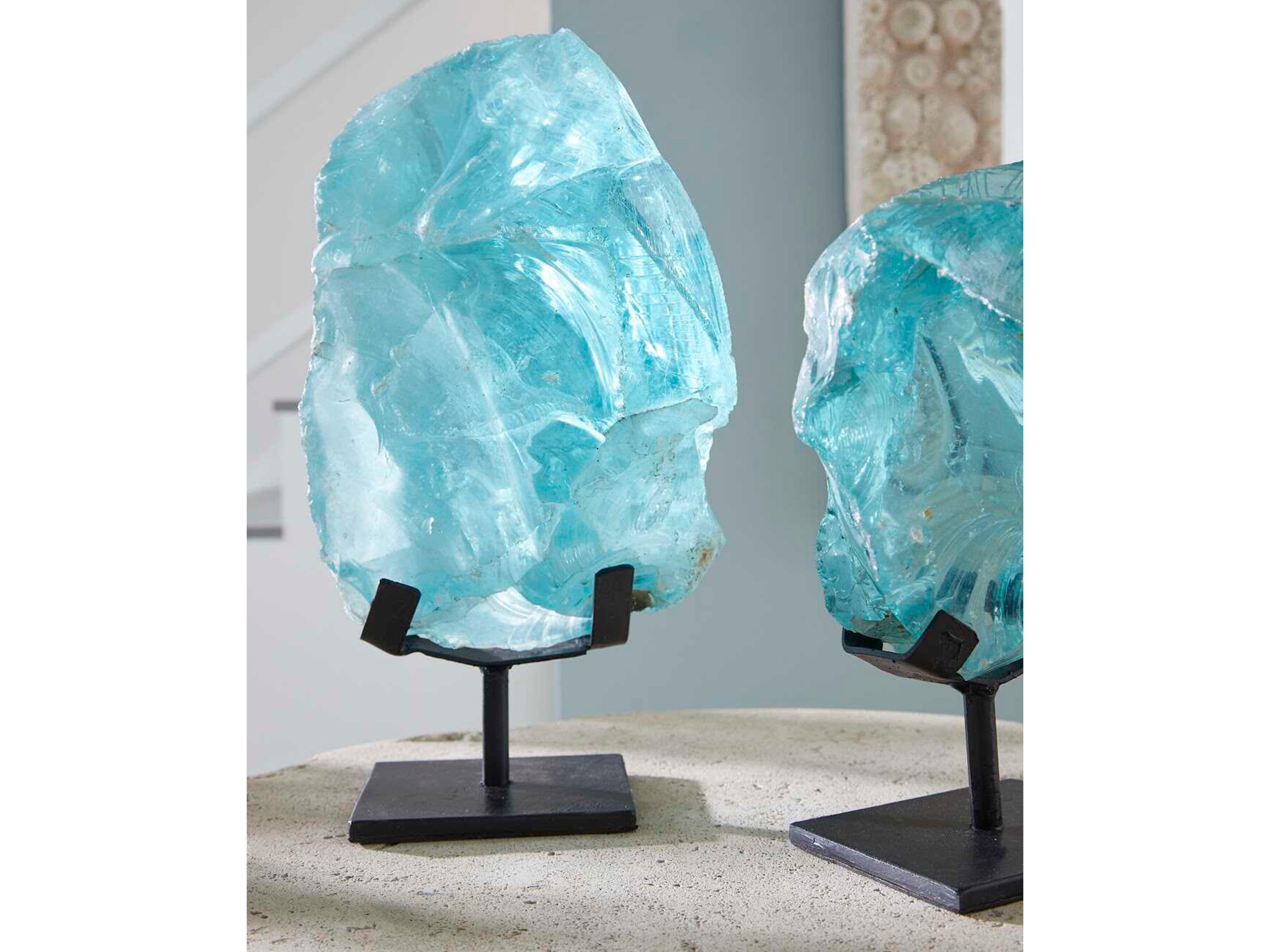 Phillips Collection Natural Blue Refractory Glass Sculpture