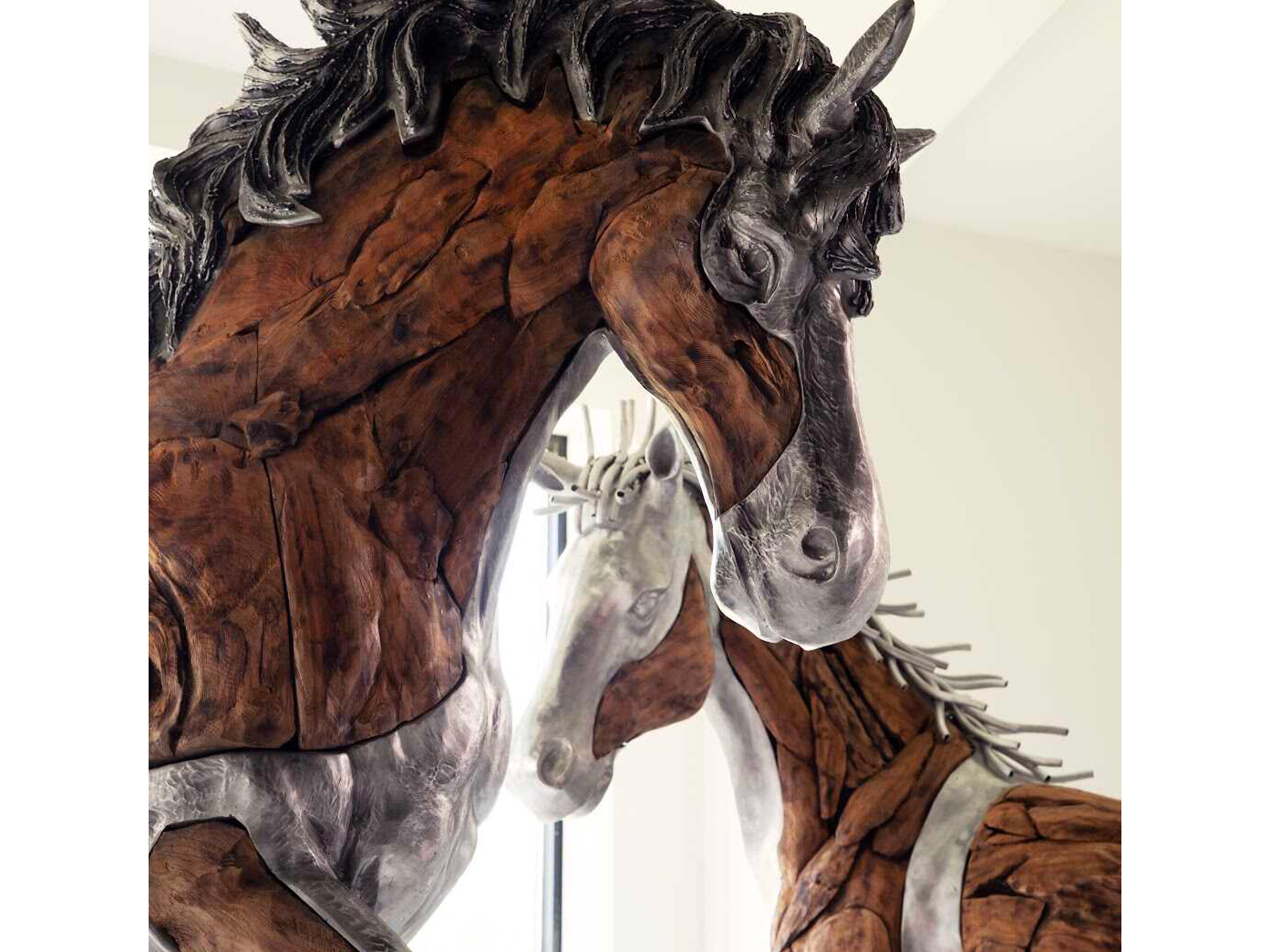 Phillips Collection Silver Brown Standing Mustang Horse Woodland Sculpture