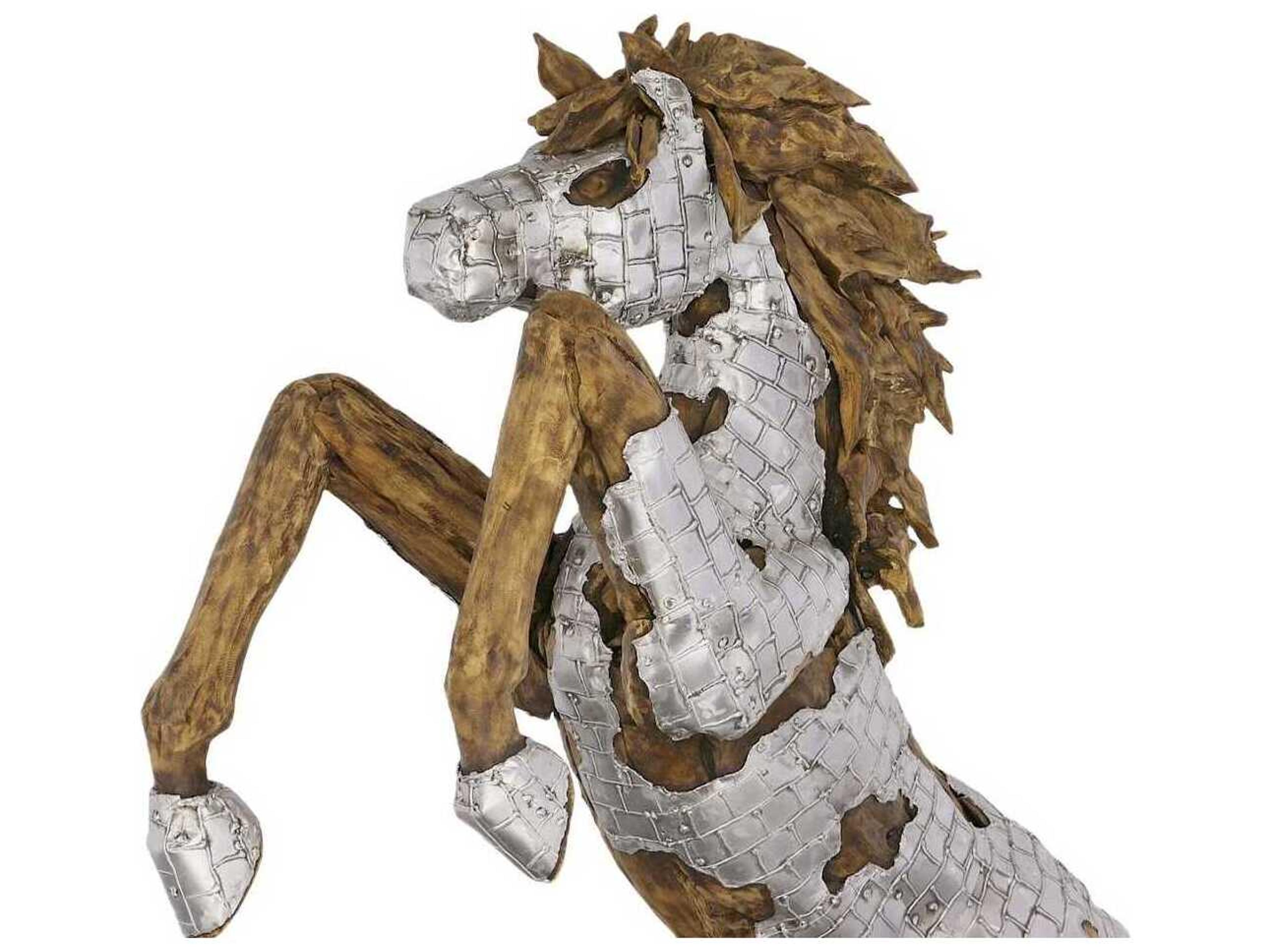 Phillips Collection Silver Brown Rearing Mustang Horse Woodland Sculpture