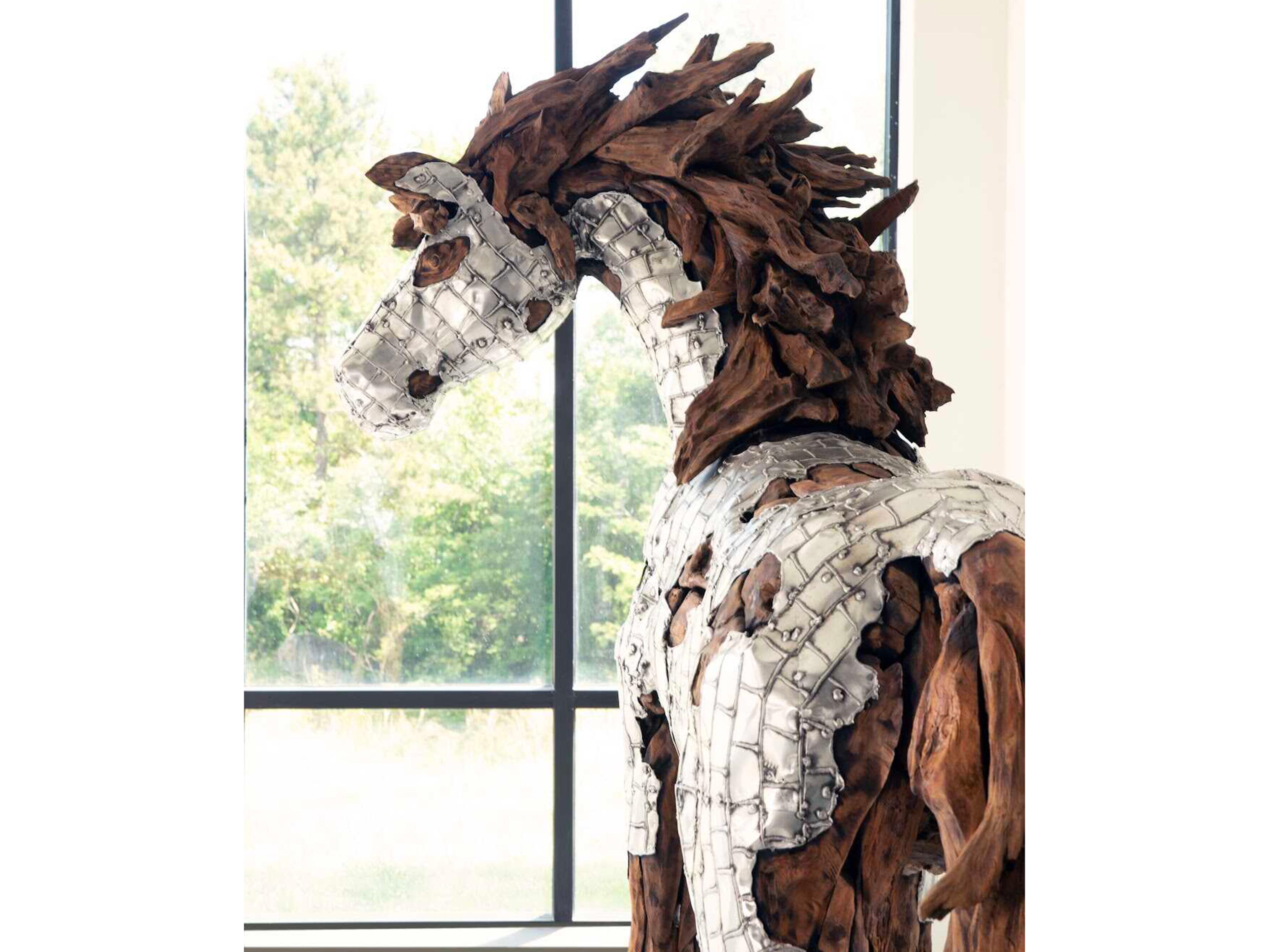 Phillips Collection Silver Brown Standing Mustang Horse Woodland Sculpture