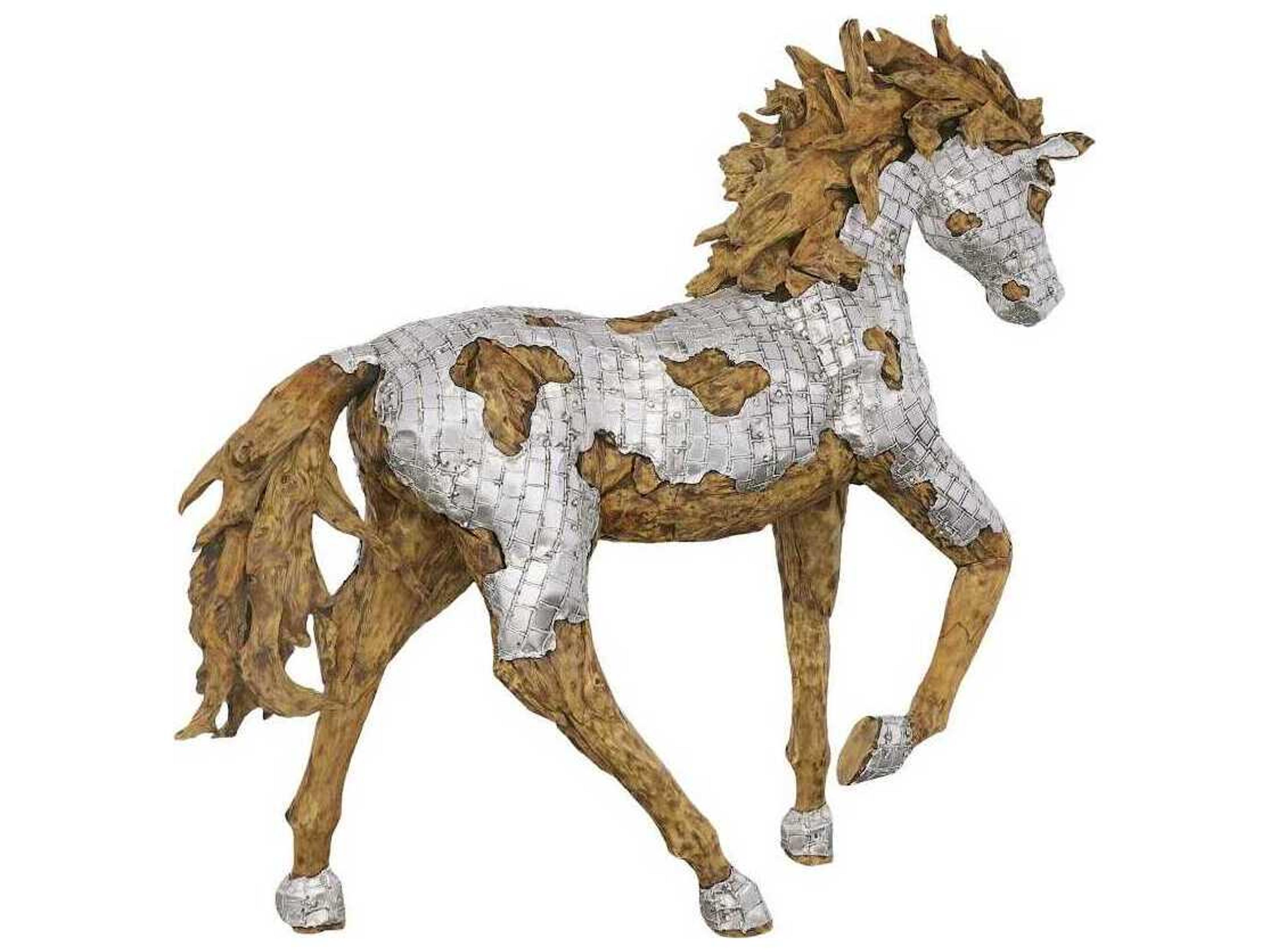 Phillips Collection Silver Brown Galloping Mustang Horse Woodland Sculpture