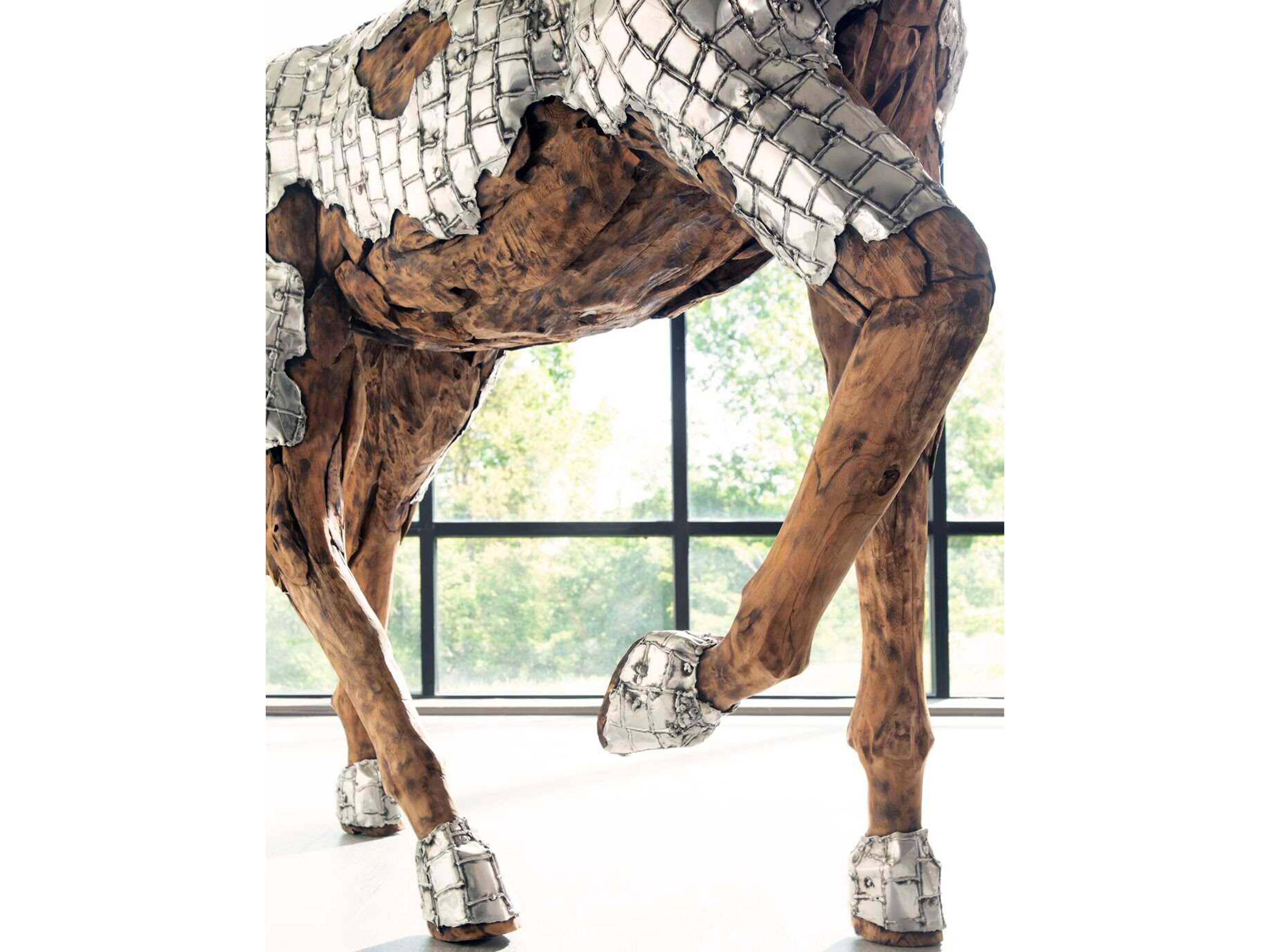 Phillips Collection Silver Brown Galloping Mustang Horse Woodland Sculpture