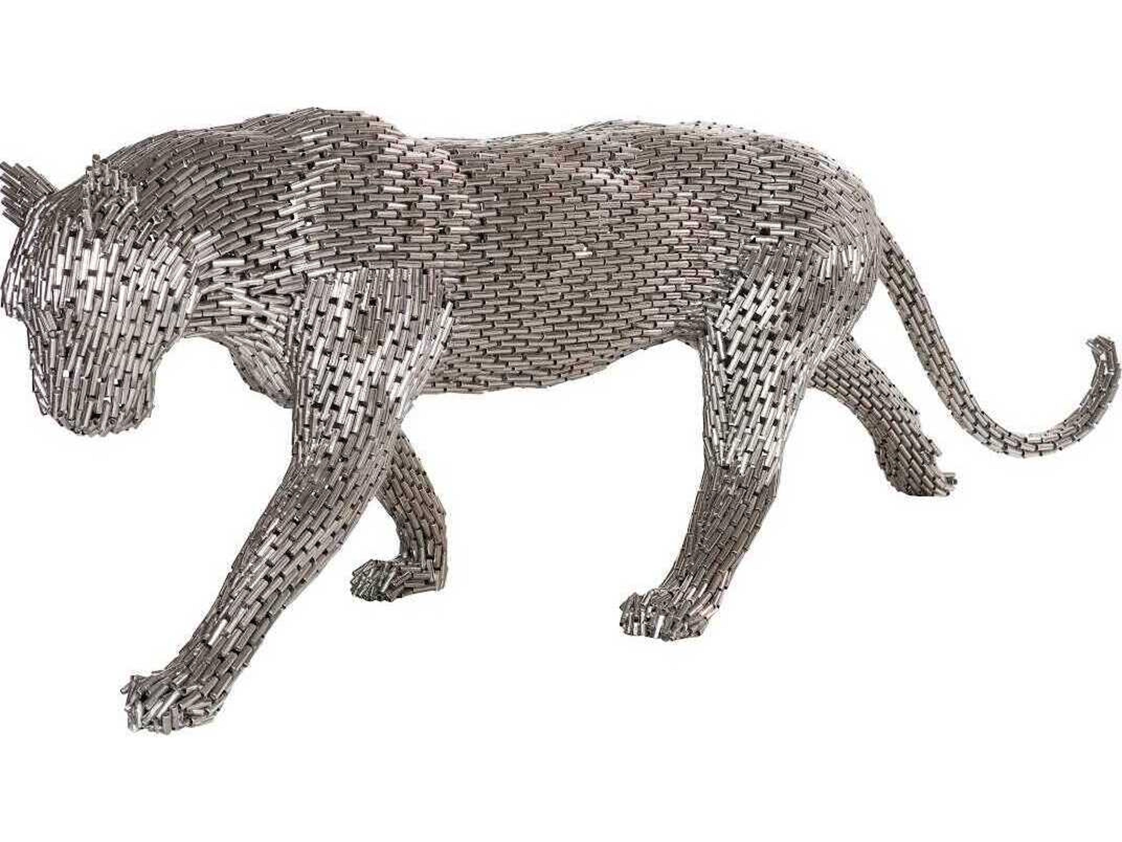 Panther Pipe Sculpture Silver Stainless Steel