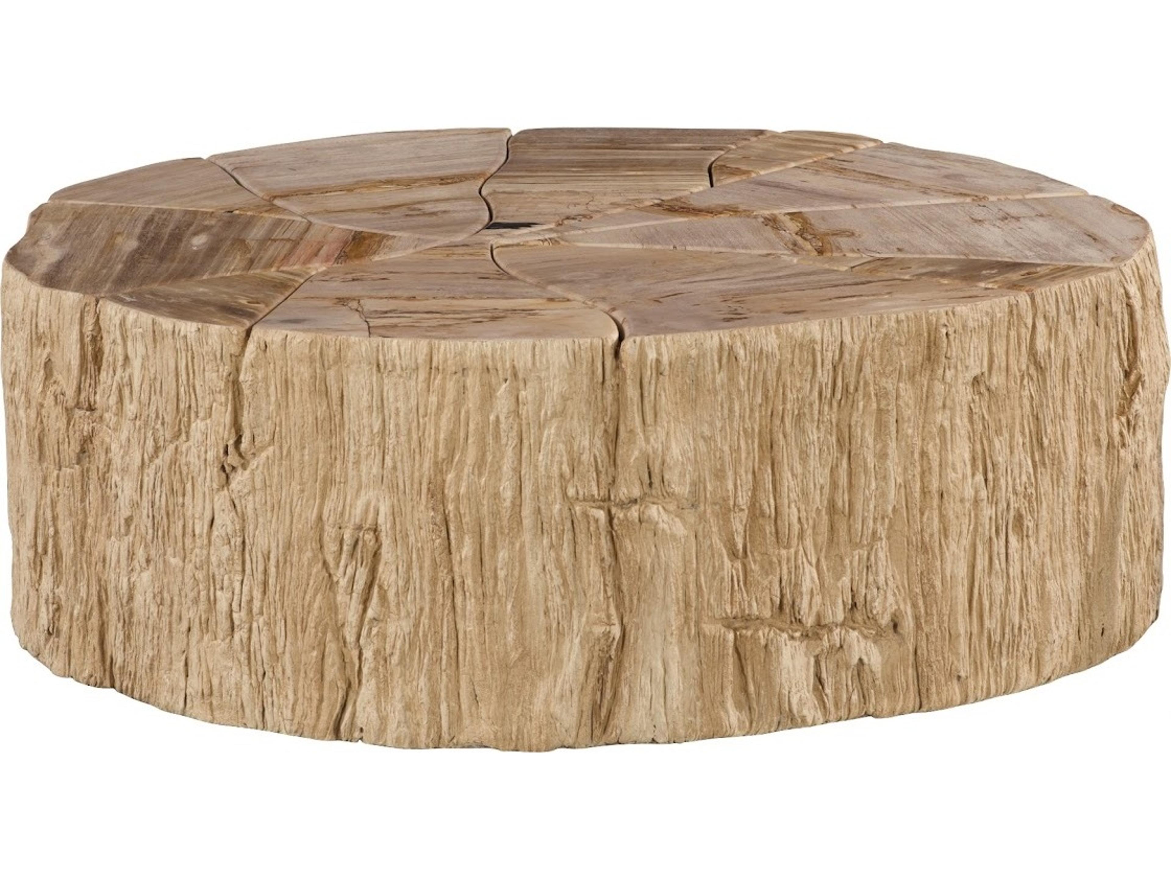 Phillips Collection Round Wood Beige Black Brown Off White Coffee Table