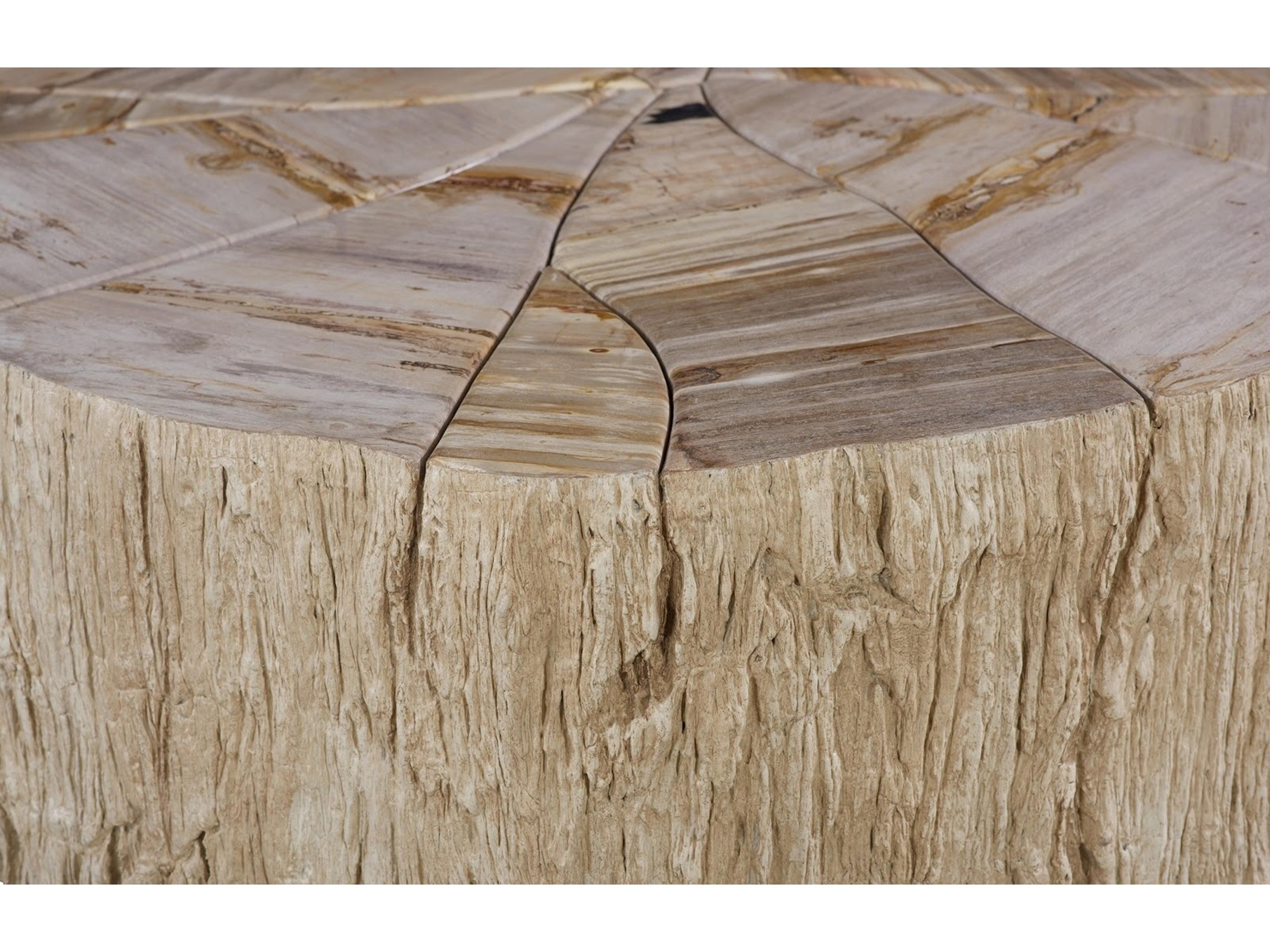 Phillips Collection Round Wood Beige Black Brown Off White Coffee Table