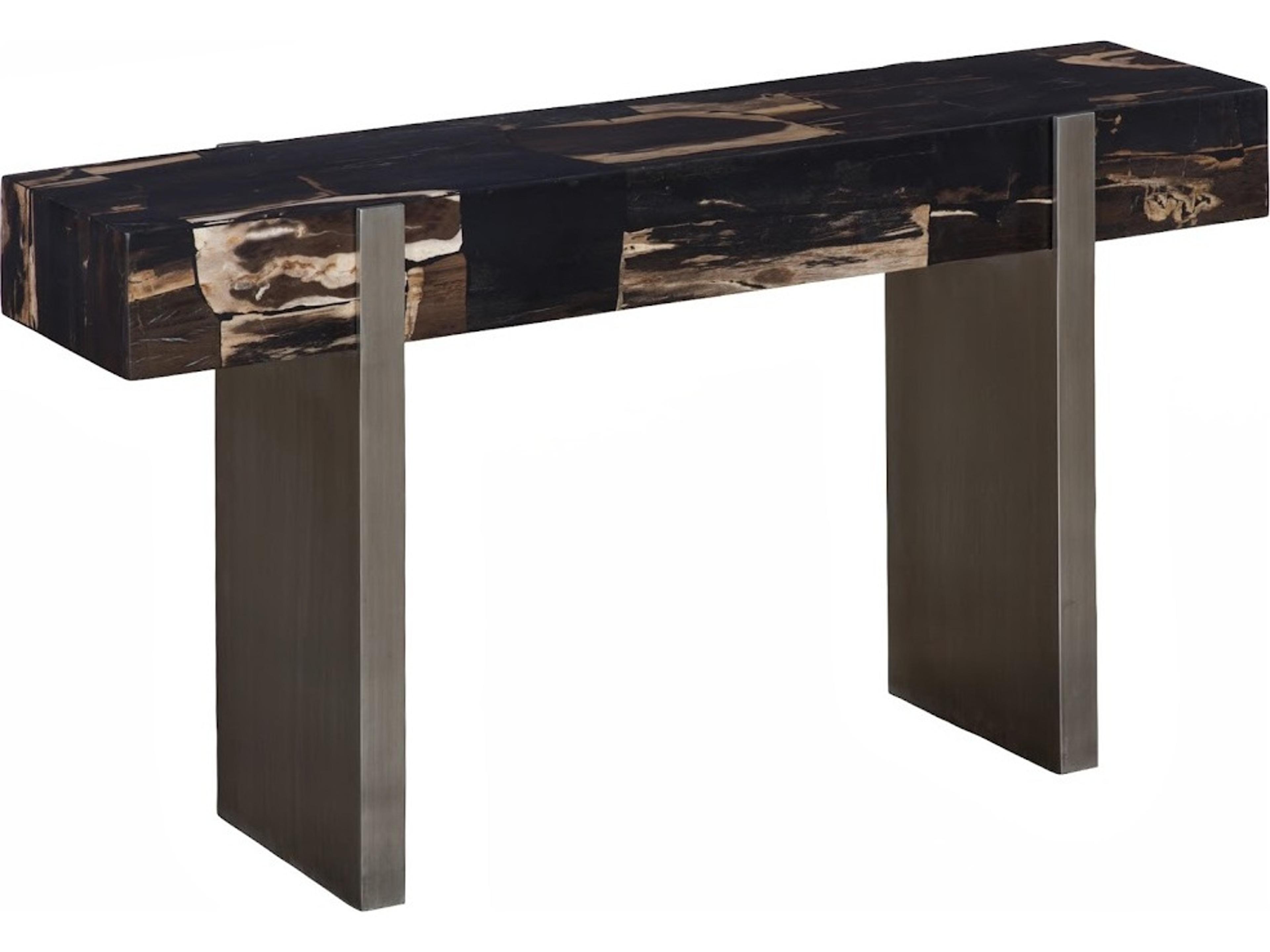 Rectangular Wood Beige Black Brown Off White Console Table