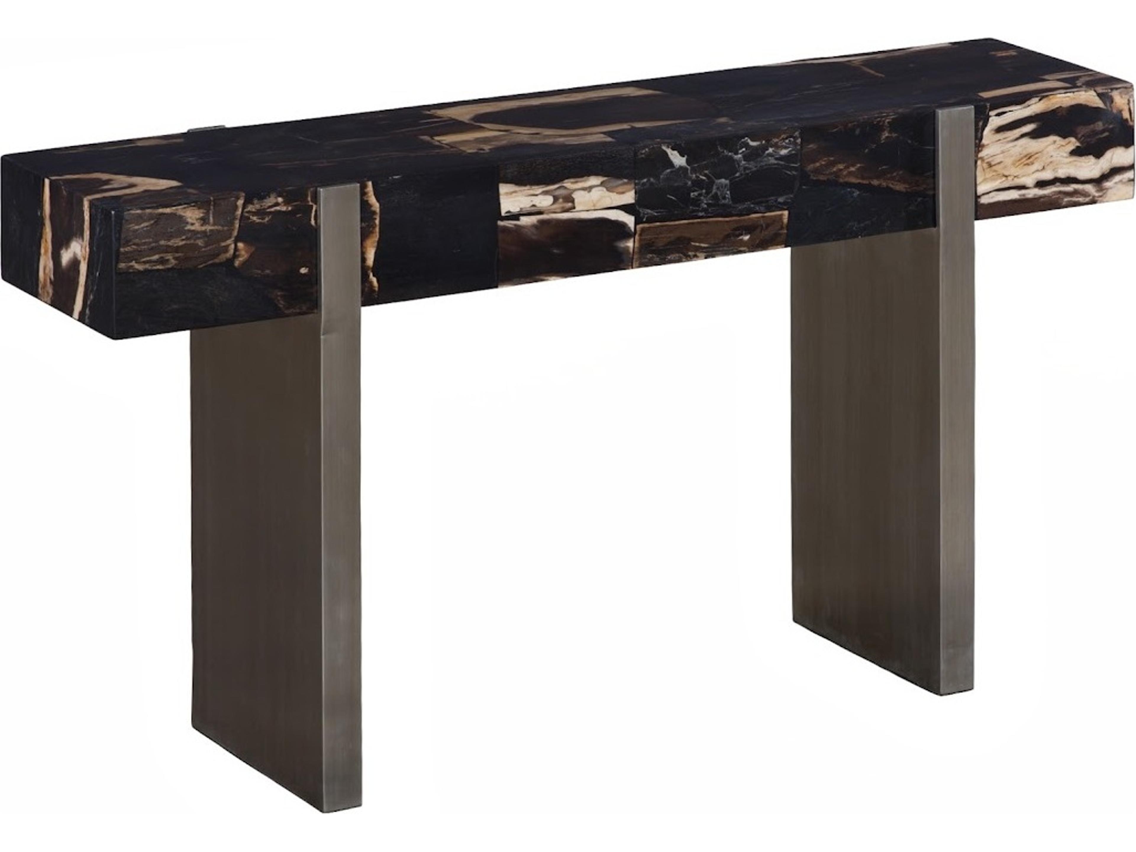 Phillips Collection Rectangular Wood Beige Black Brown Off White Console Table