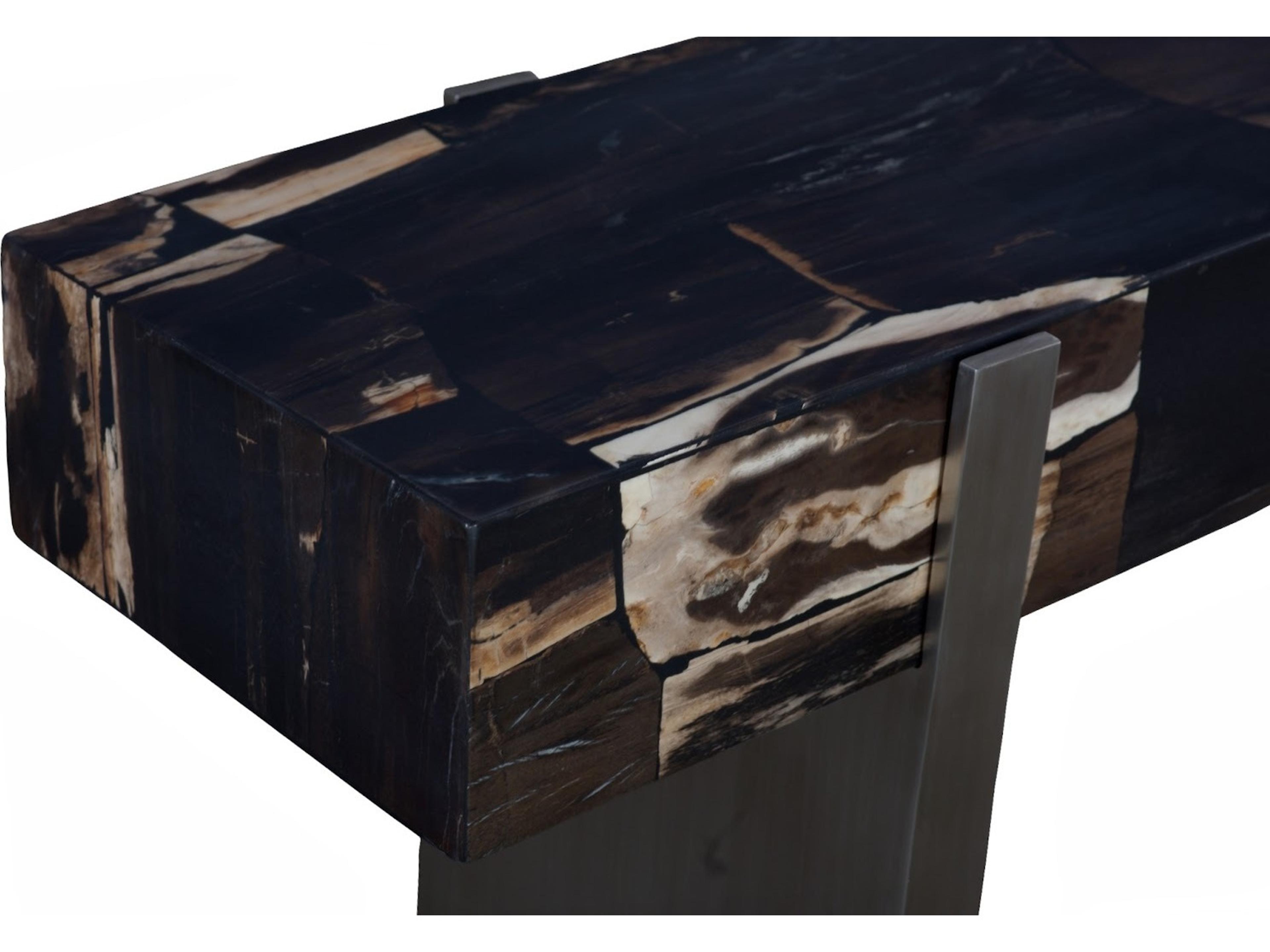 Phillips Collection Rectangular Wood Beige Black Brown Off White Console Table