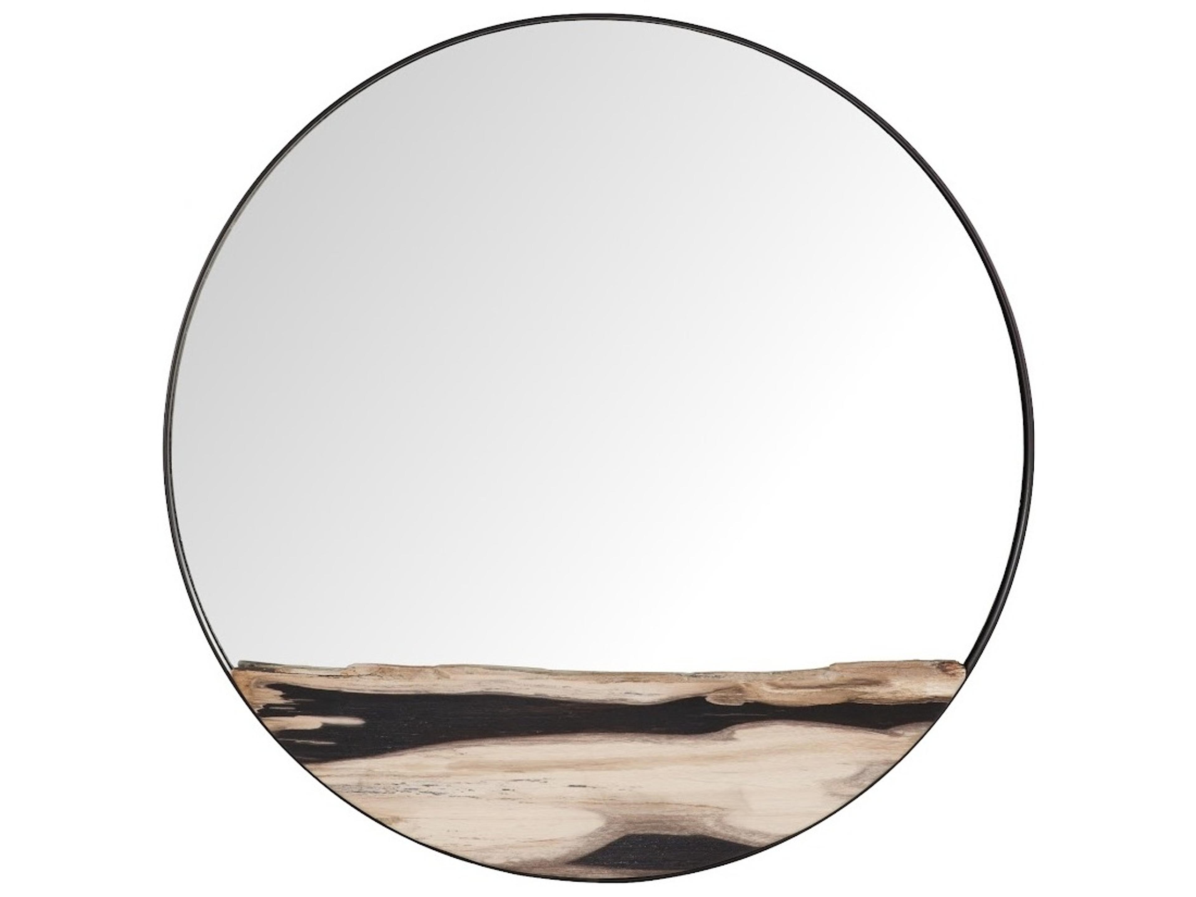 Beige Black Brown Wall Mirror Round
