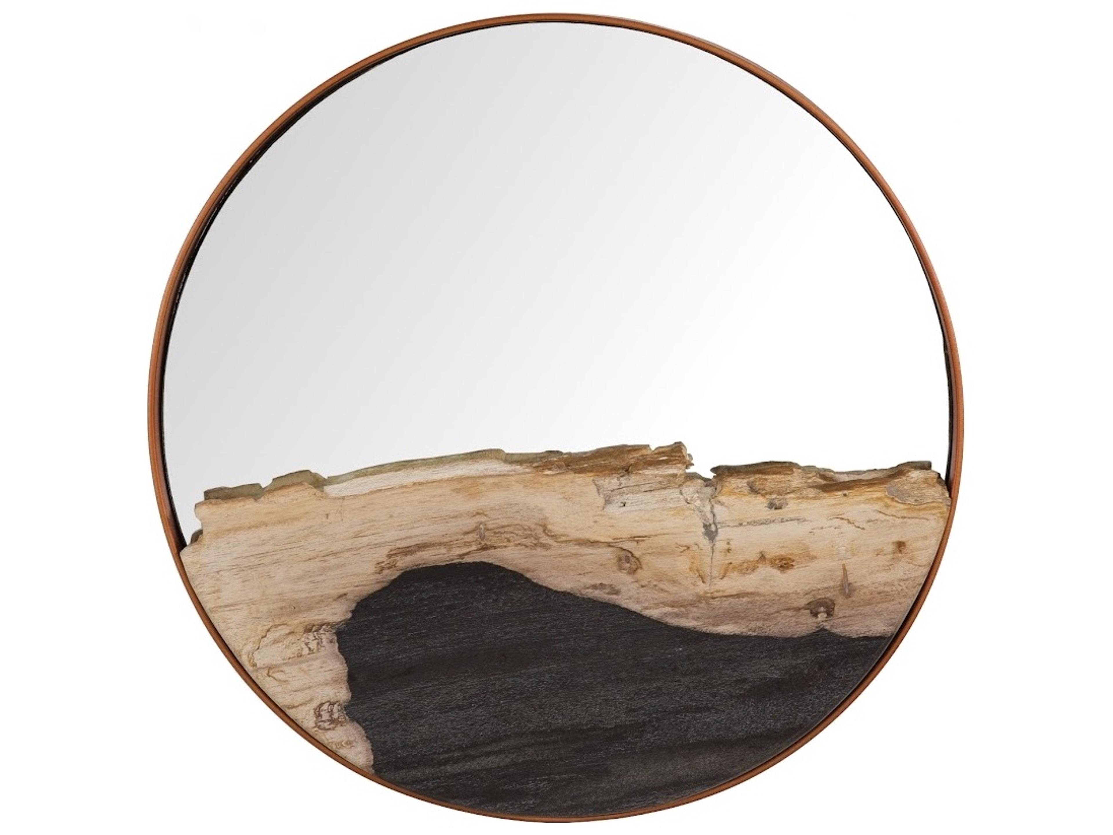Beige Black Brown Wall Mirror Round