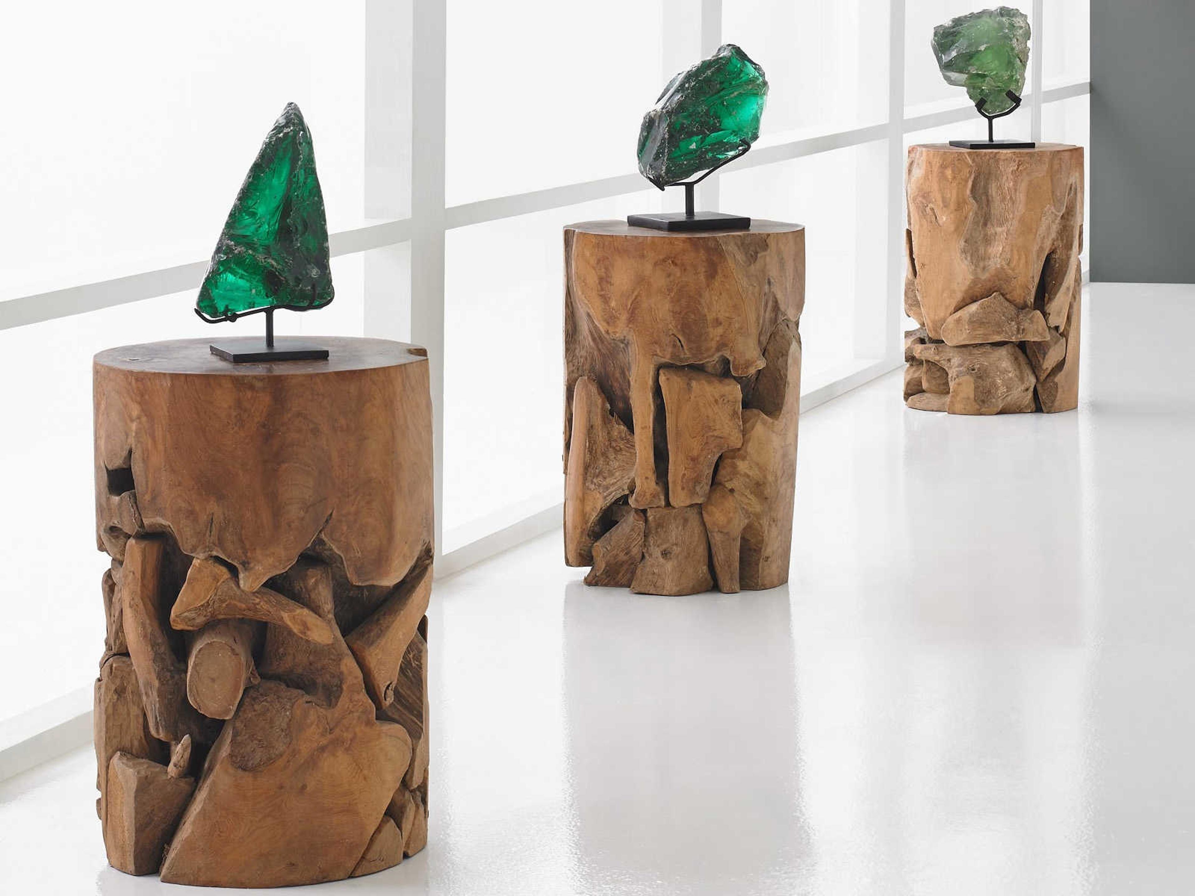 Luxecor Round Wood Natural Brown End Table