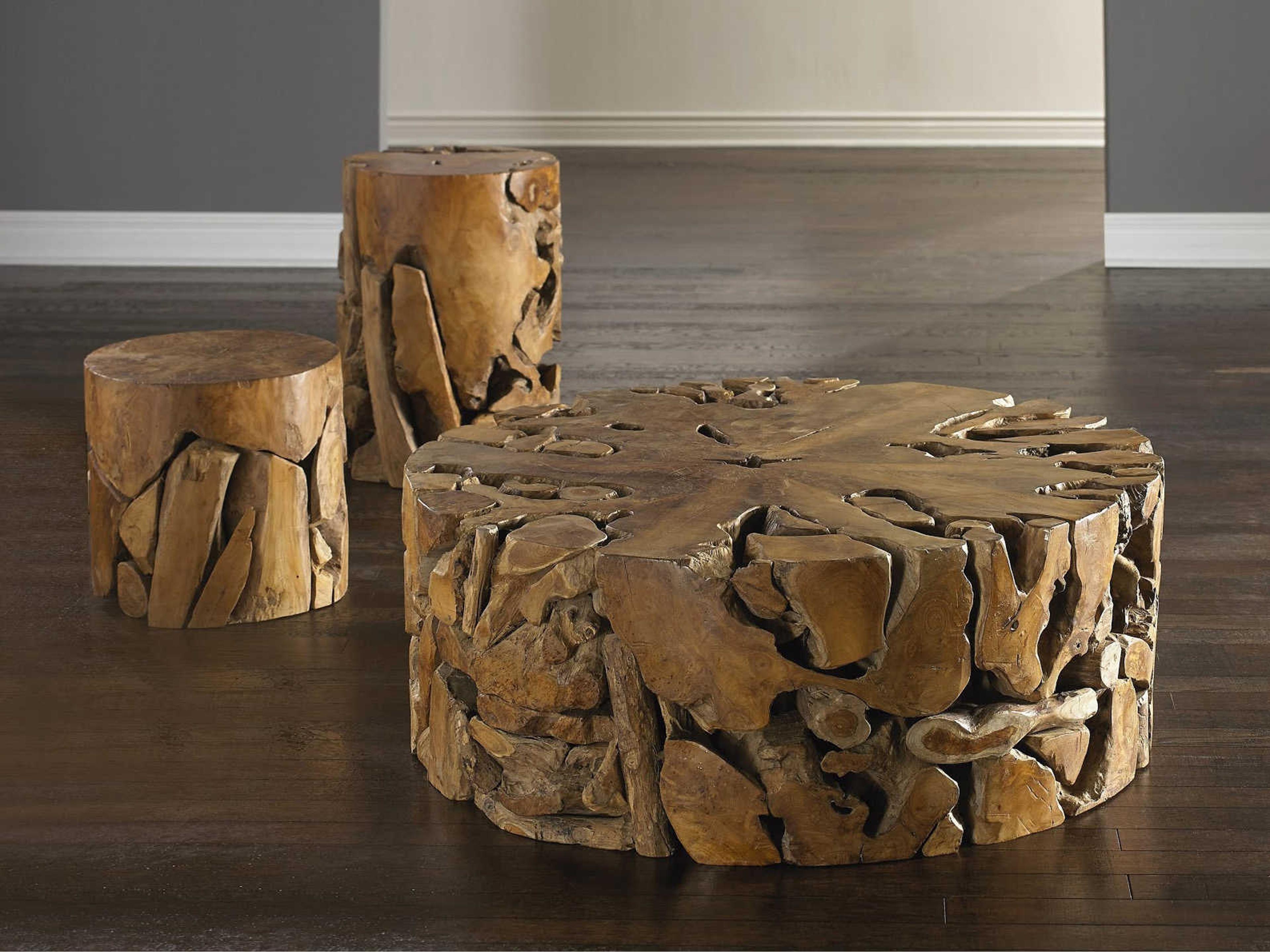Luxecor Round Wood Natural Brown End Table