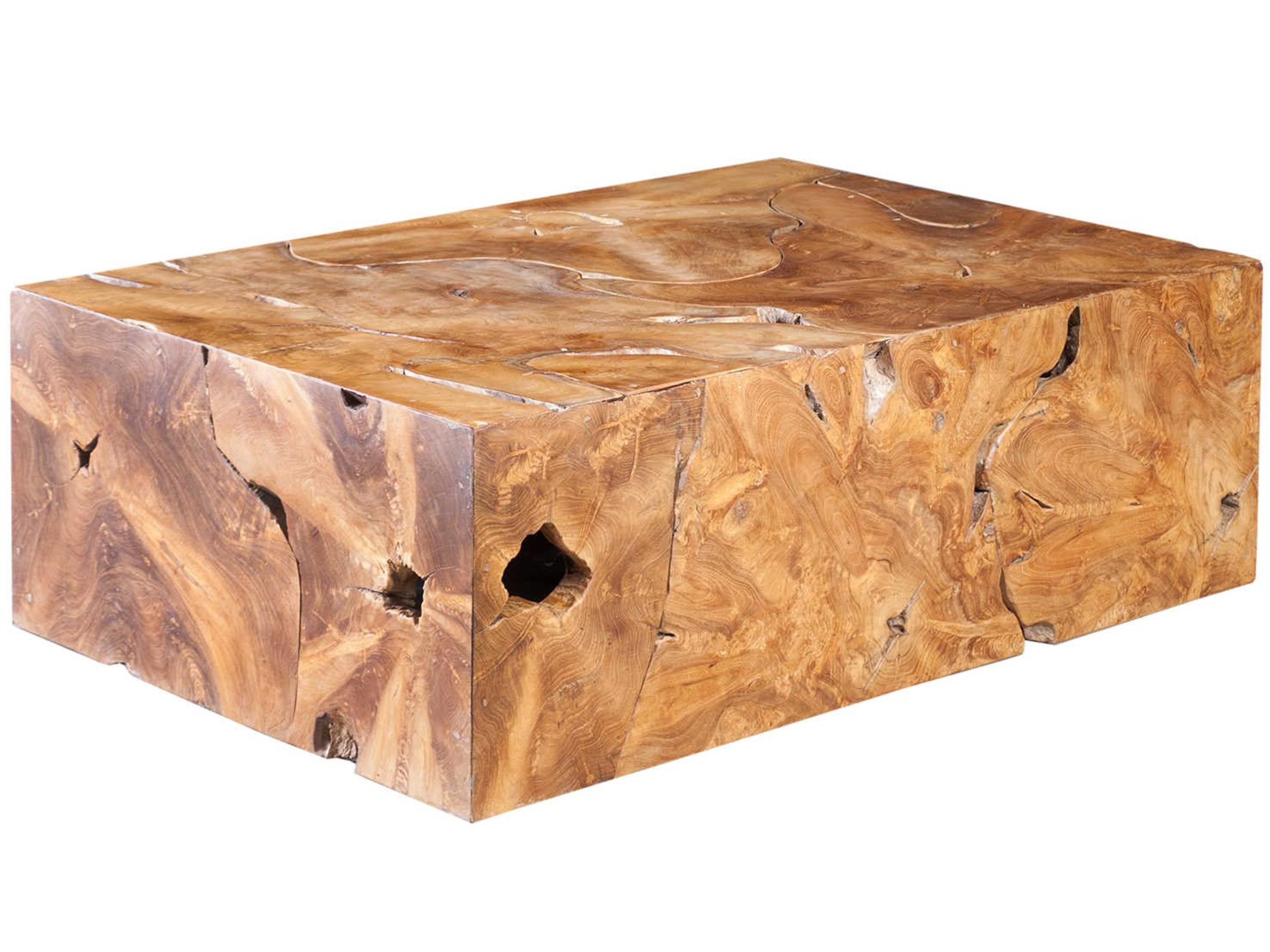 Teak Slice Coffee Table Rectangular Natural Wood