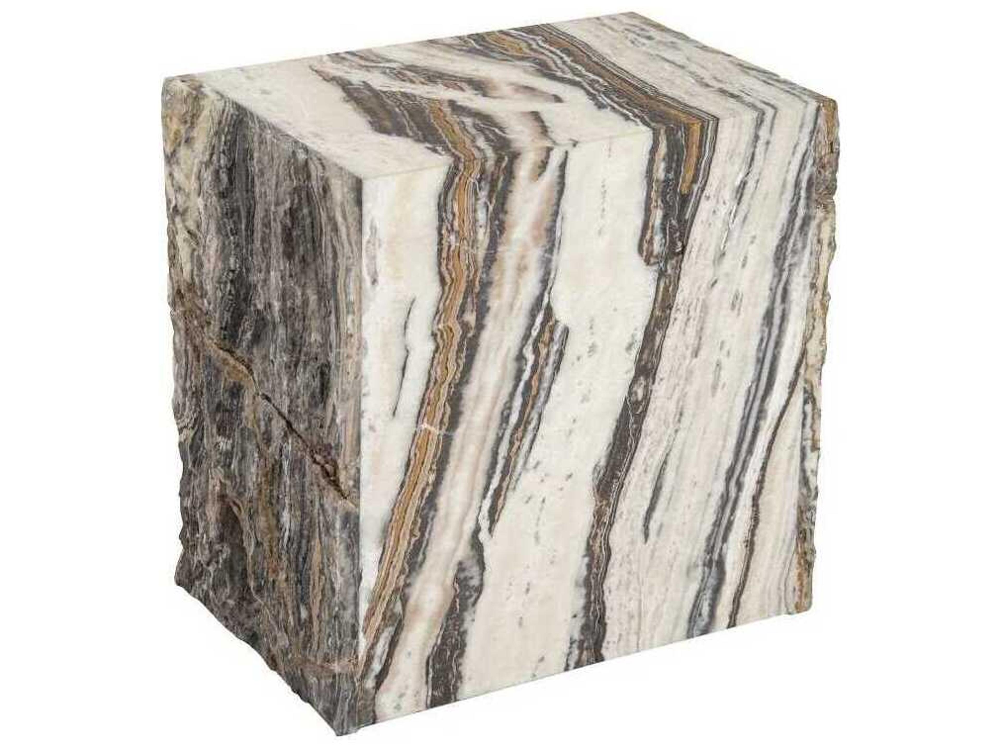 Phillips Collection Elements Onyx Natural Brown Beige Accent Stool