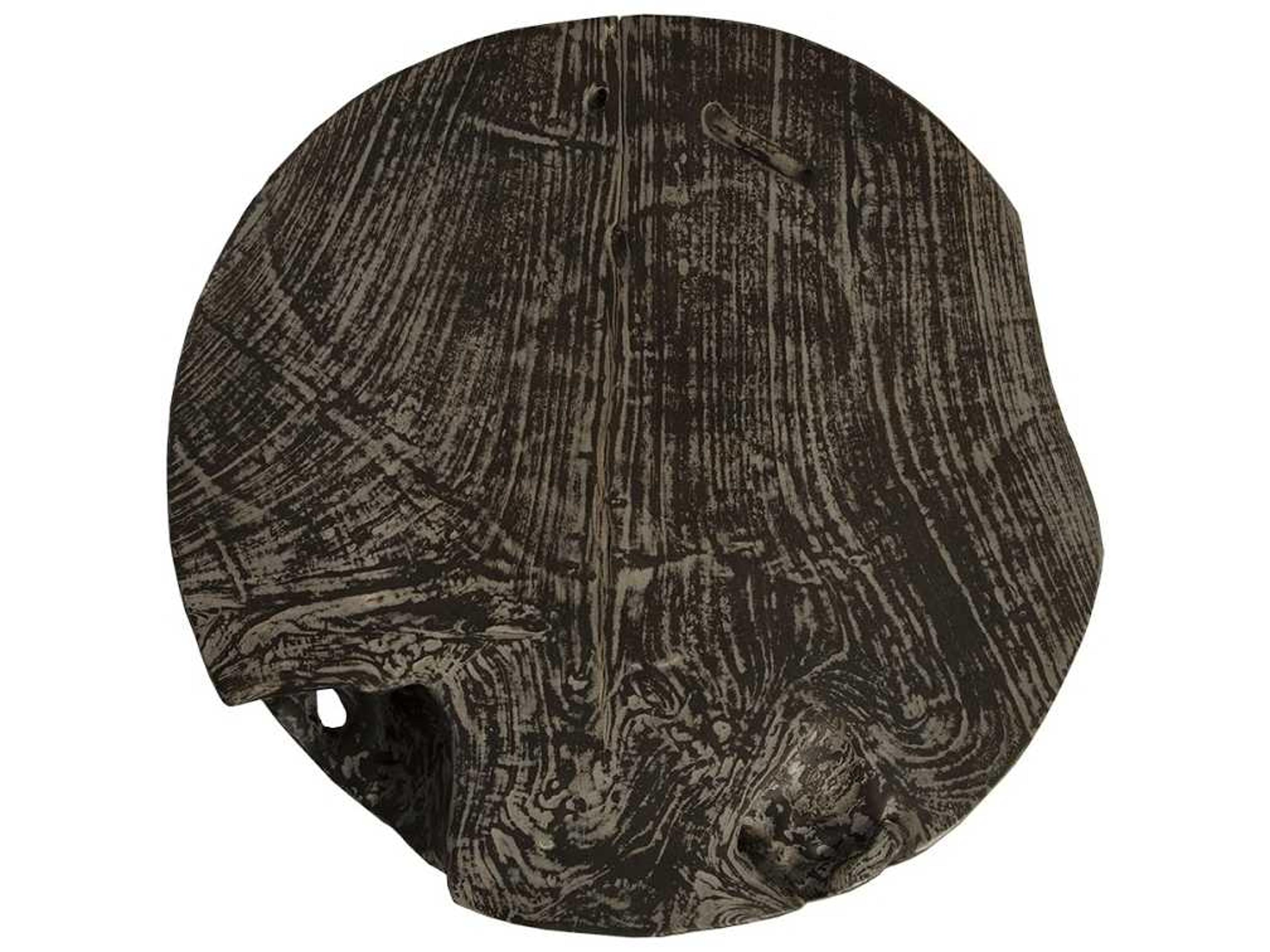 Phillips Collection Round Wood Black Wash Grey End Table