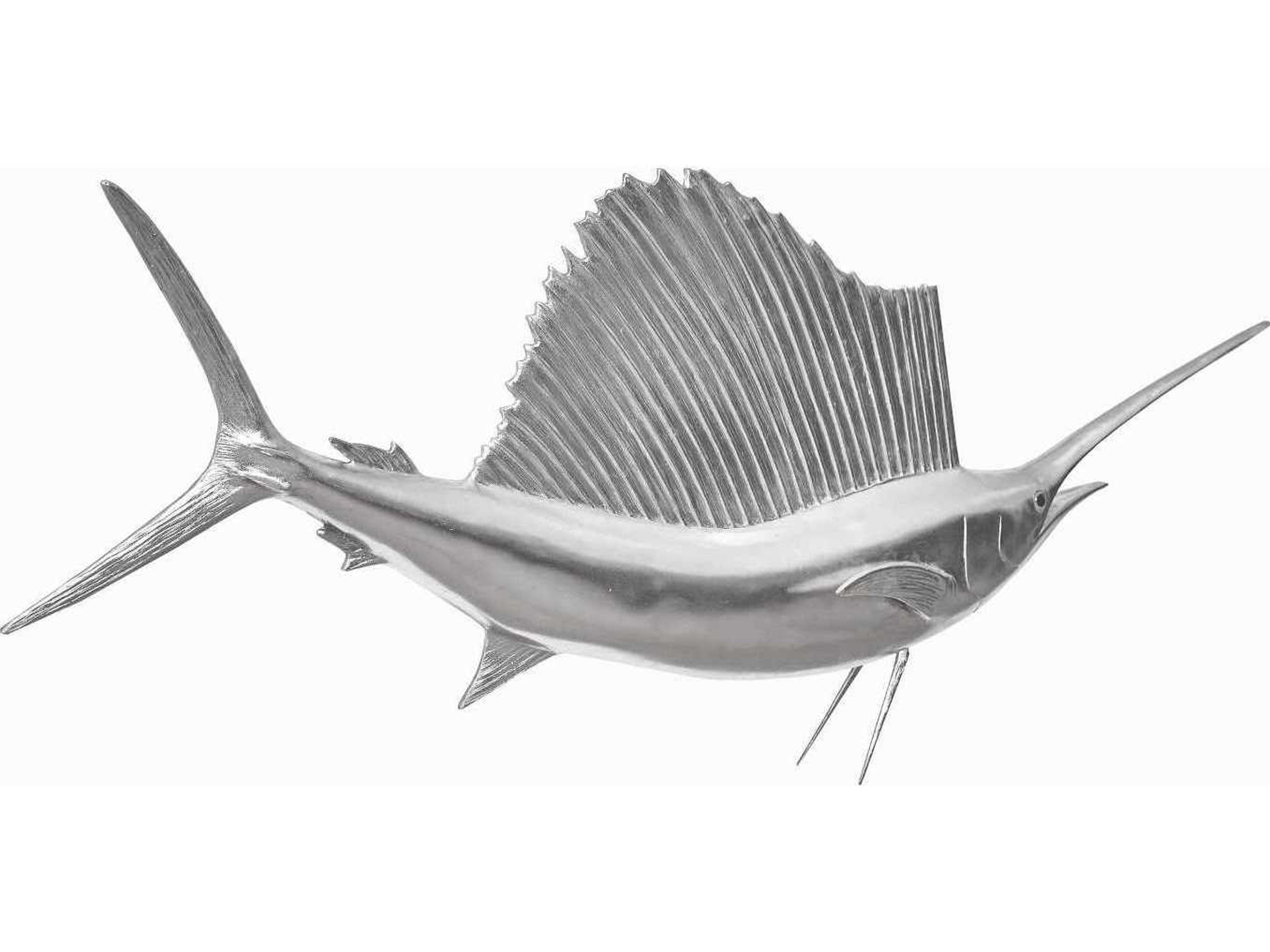 Phillips Collection Silver Leaf Sail Fish Sculpture Metal Wall Art