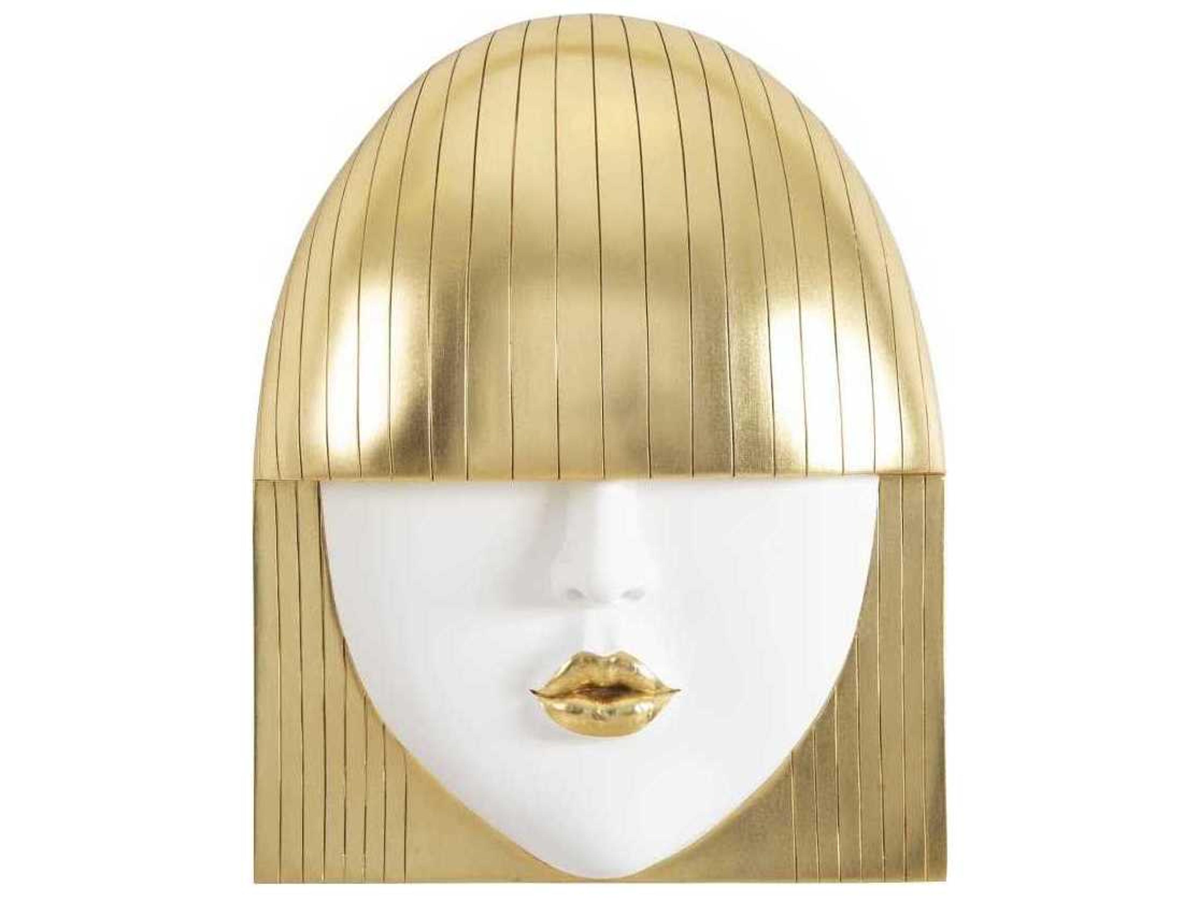 Large White and Gold Leaf Kiss Fashion Faces 3D Wall Art