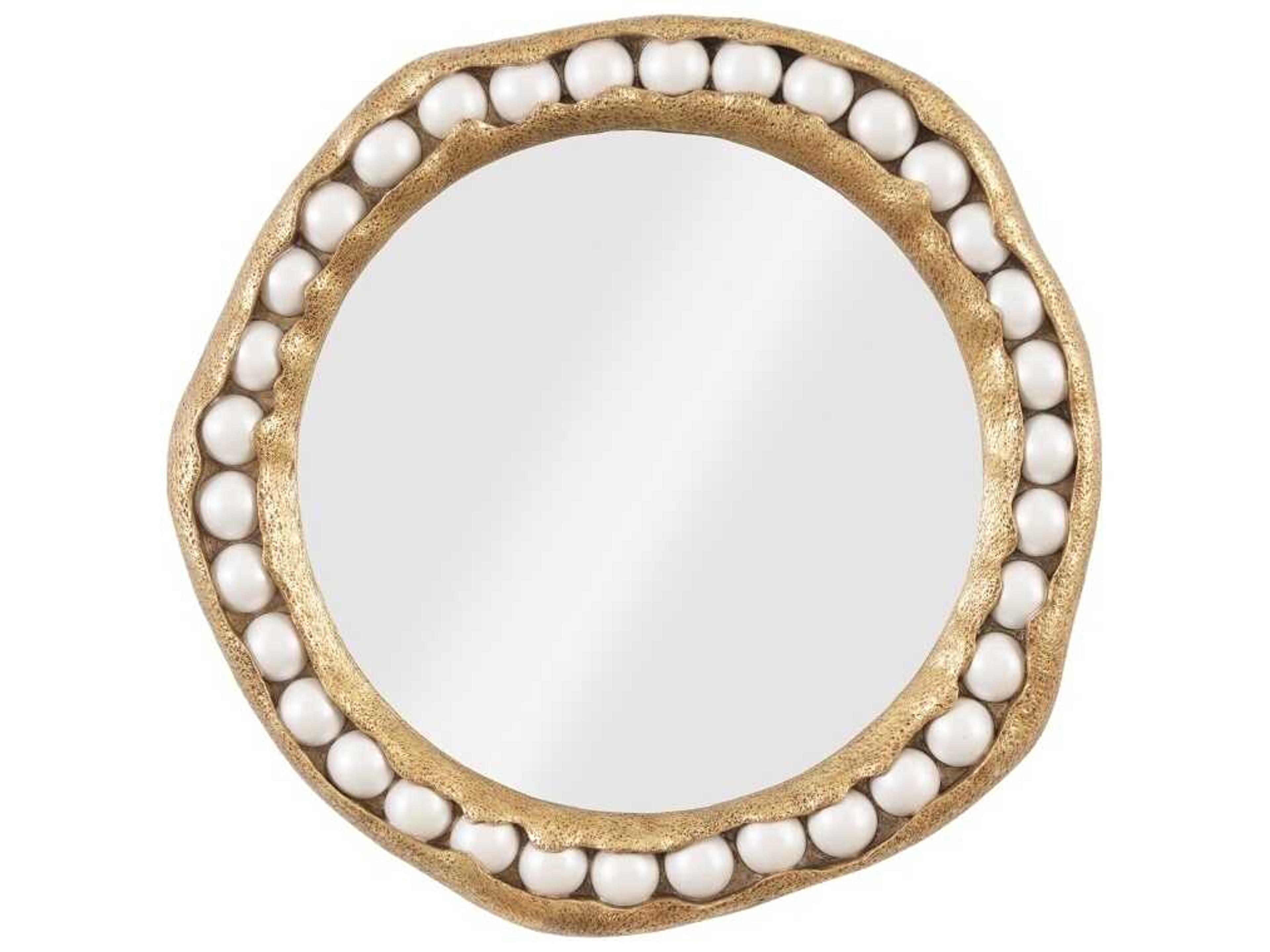 Pearl Round Wall Mirror Gold Leaf