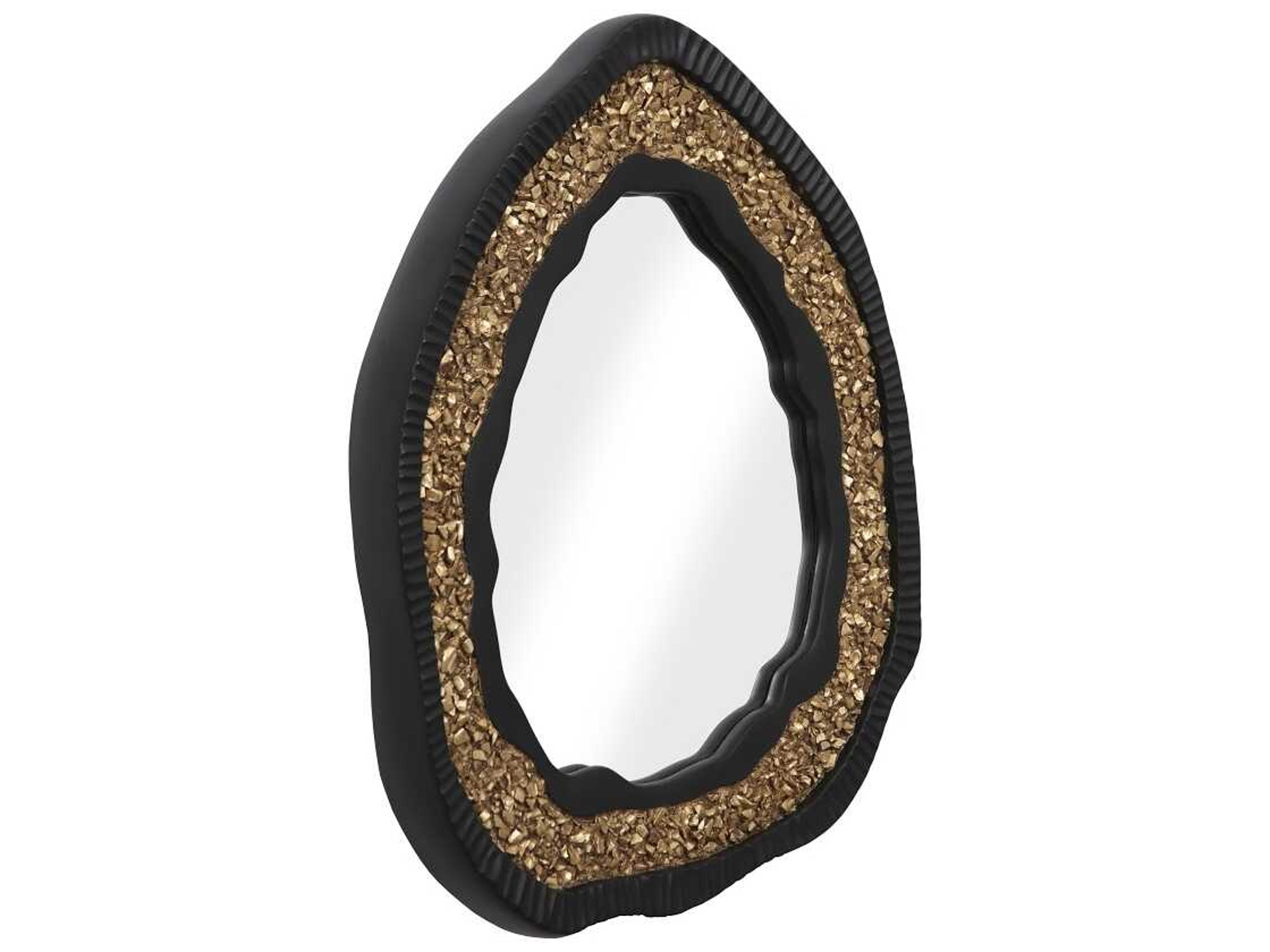 Phillips Collection Black and Gold Matte Oval Wall Mirror
