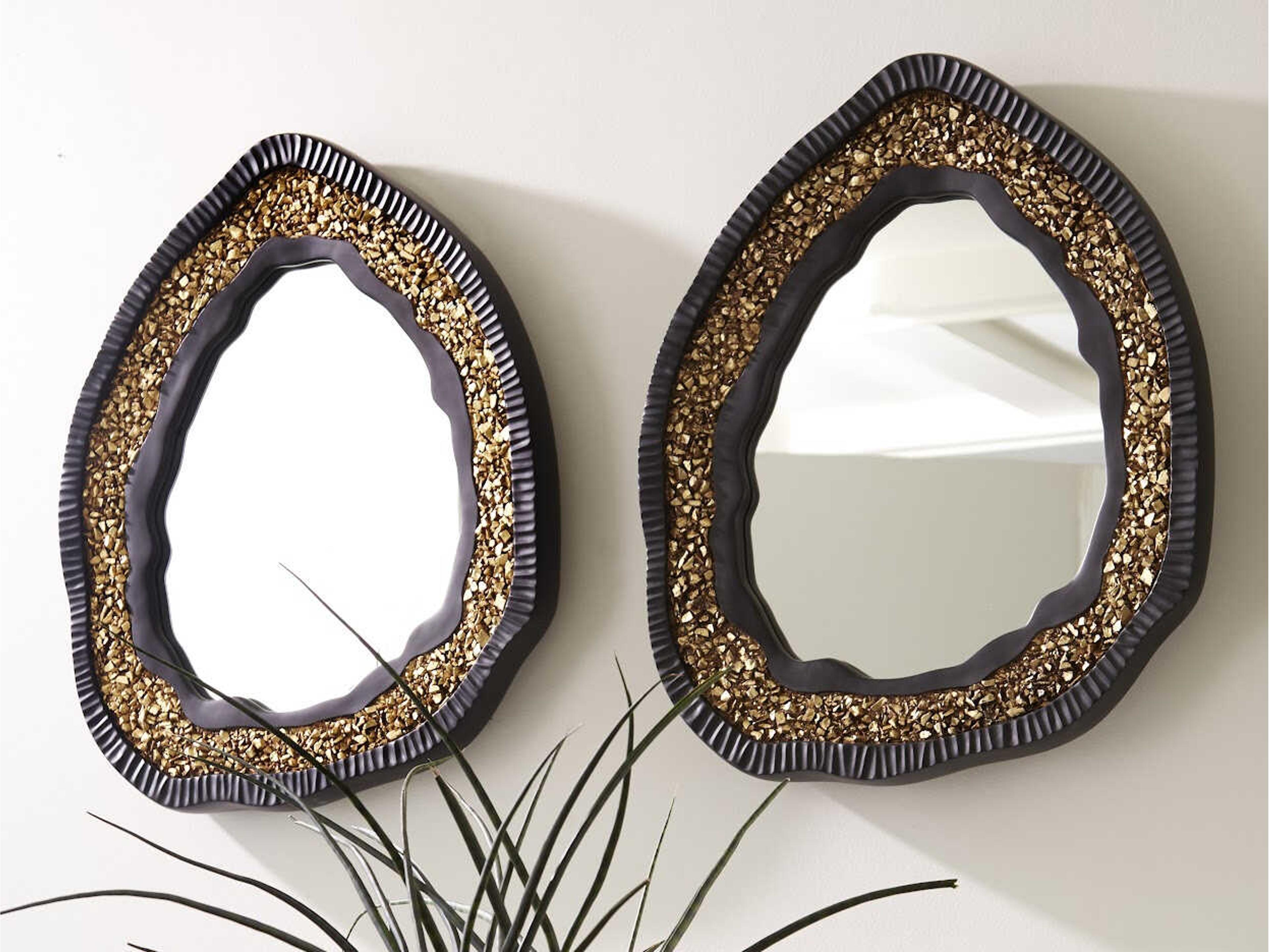 Phillips Collection Black and Gold Matte Oval Wall Mirror