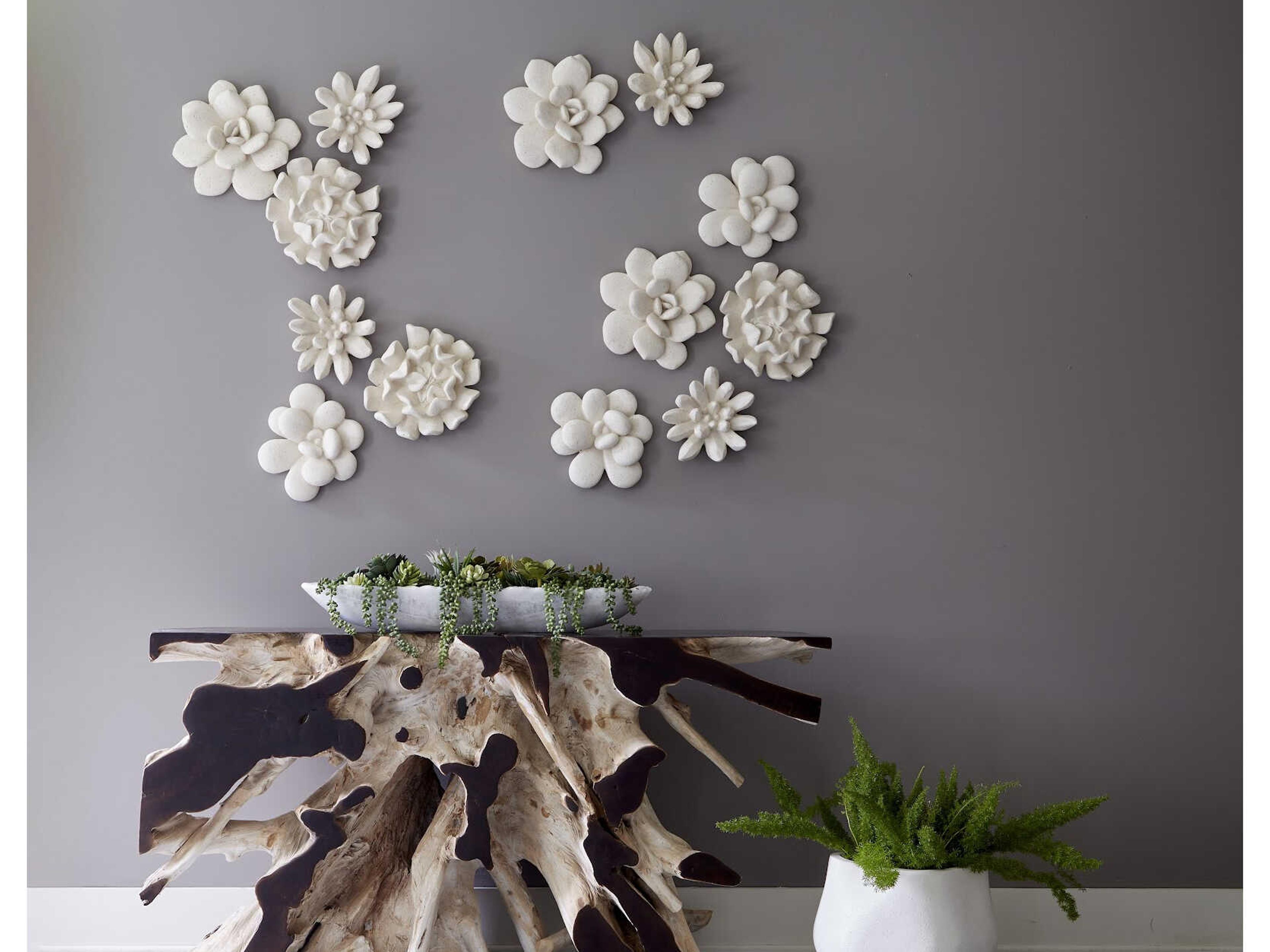 Phillips Collection Laui Succulent White Stone 3D Wall Art