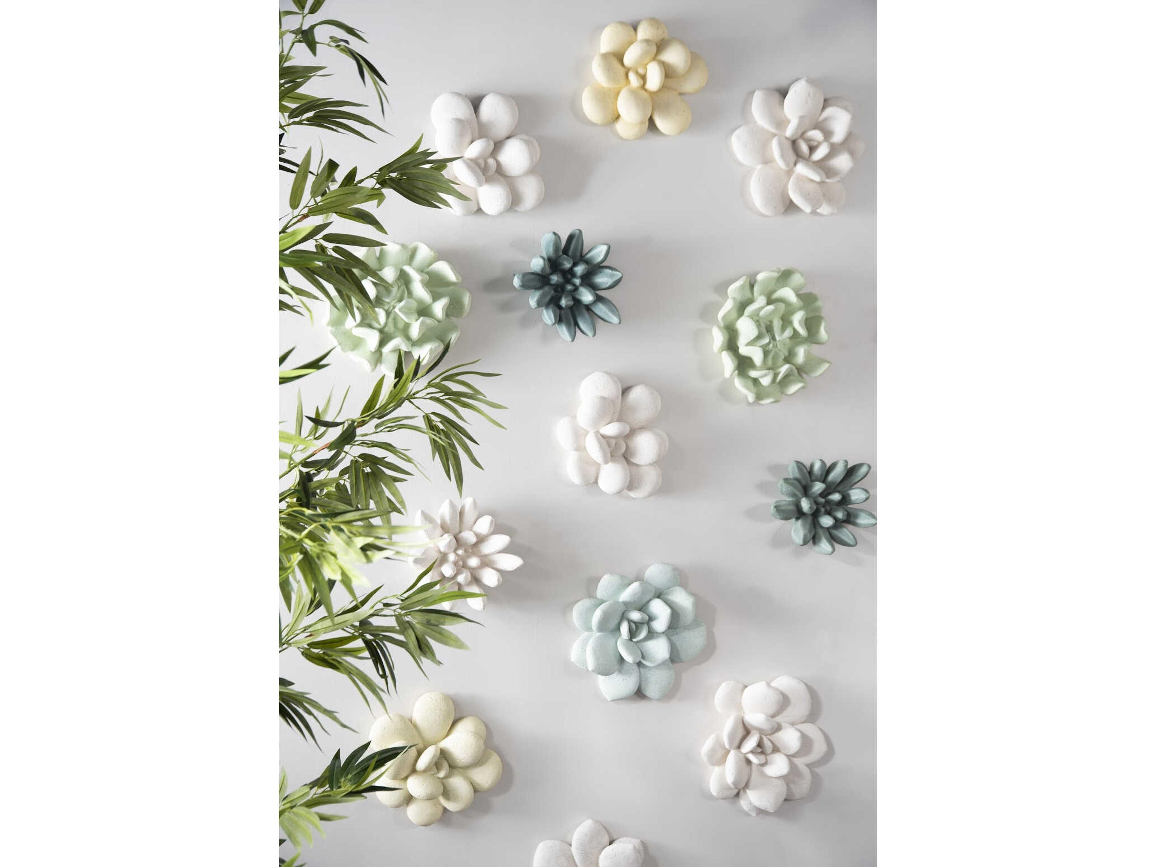 Phillips Collection Compactum Succulent White Stone 3D Wall Art