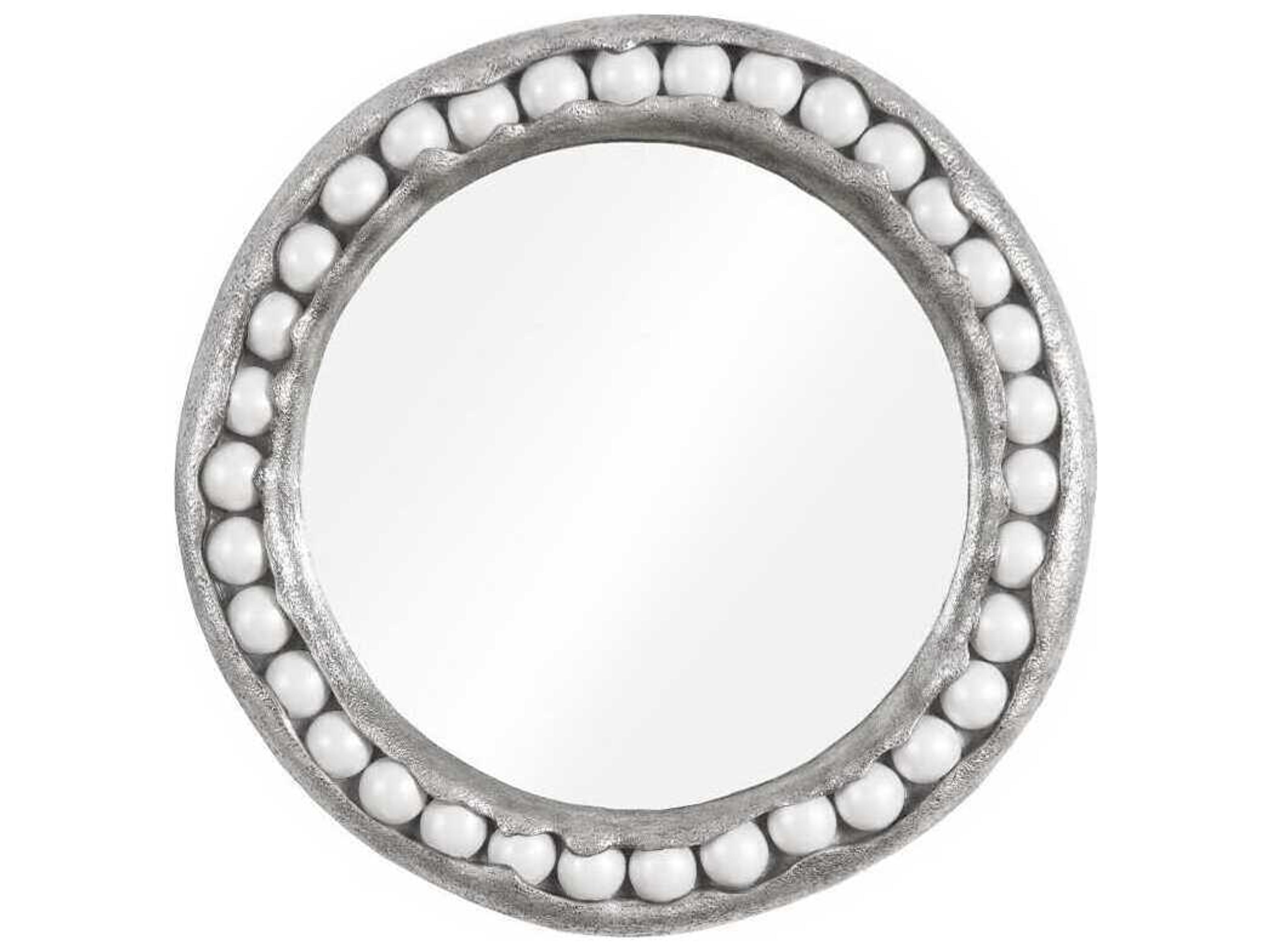 Silver Leaf Round Wall Mirror