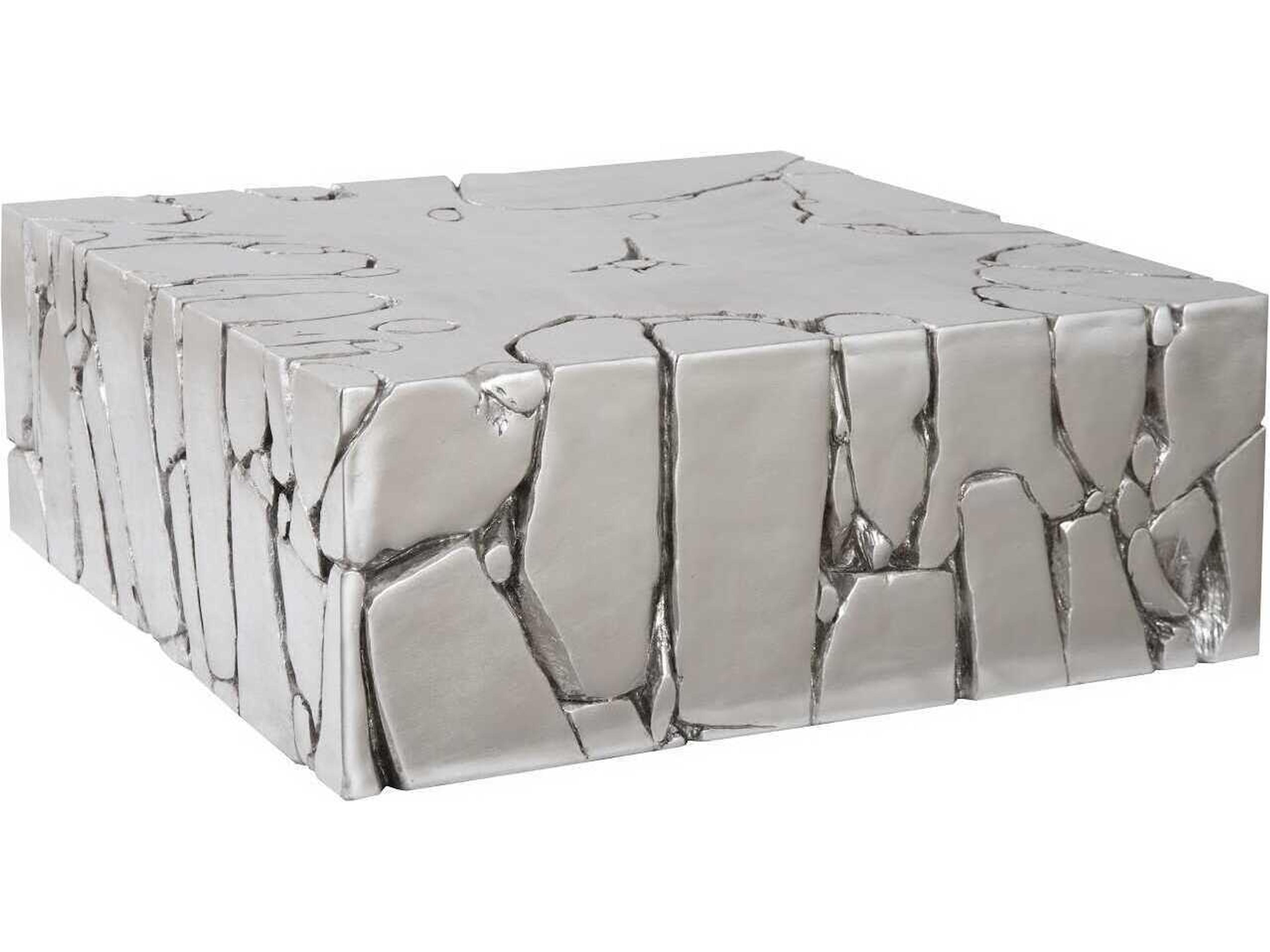 Luxecor Square Resin Silver Leaf Coffee Table