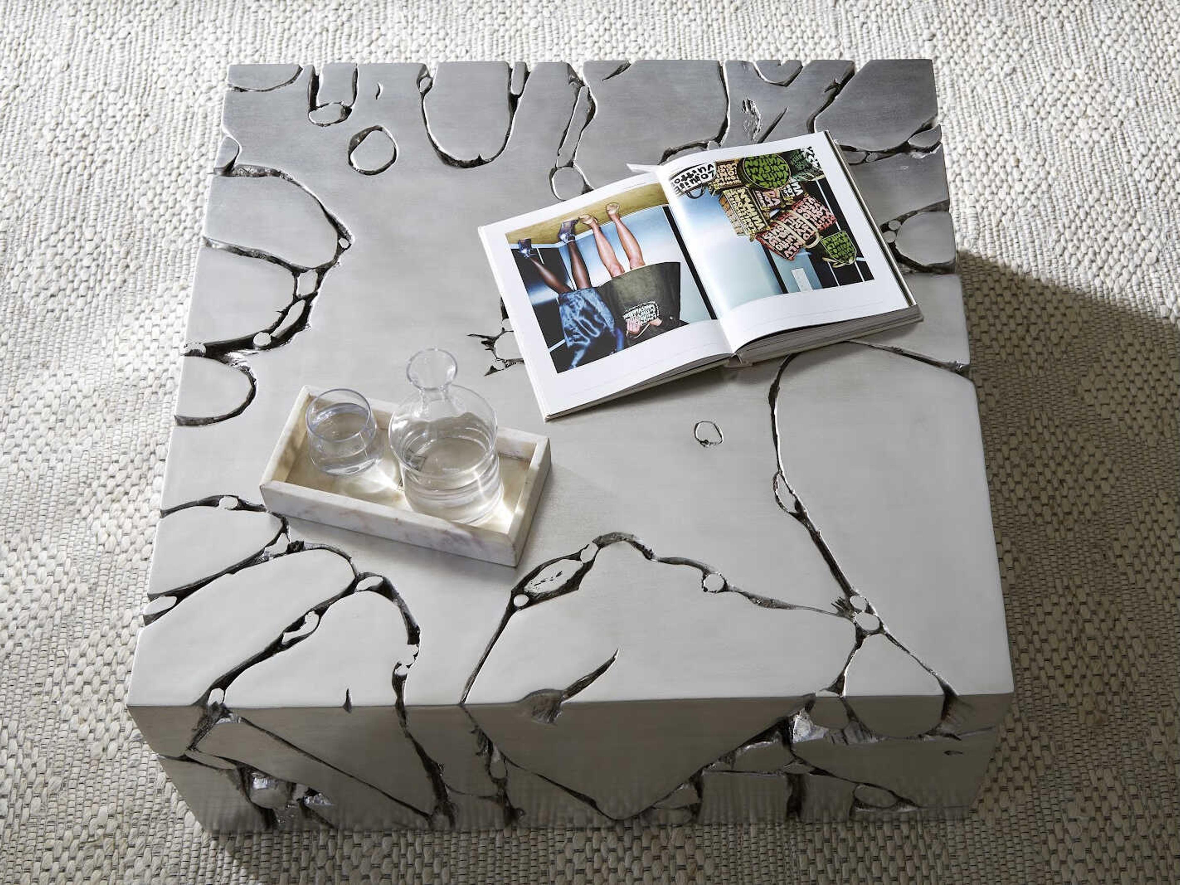 Luxecor Square Resin Silver Leaf Coffee Table
