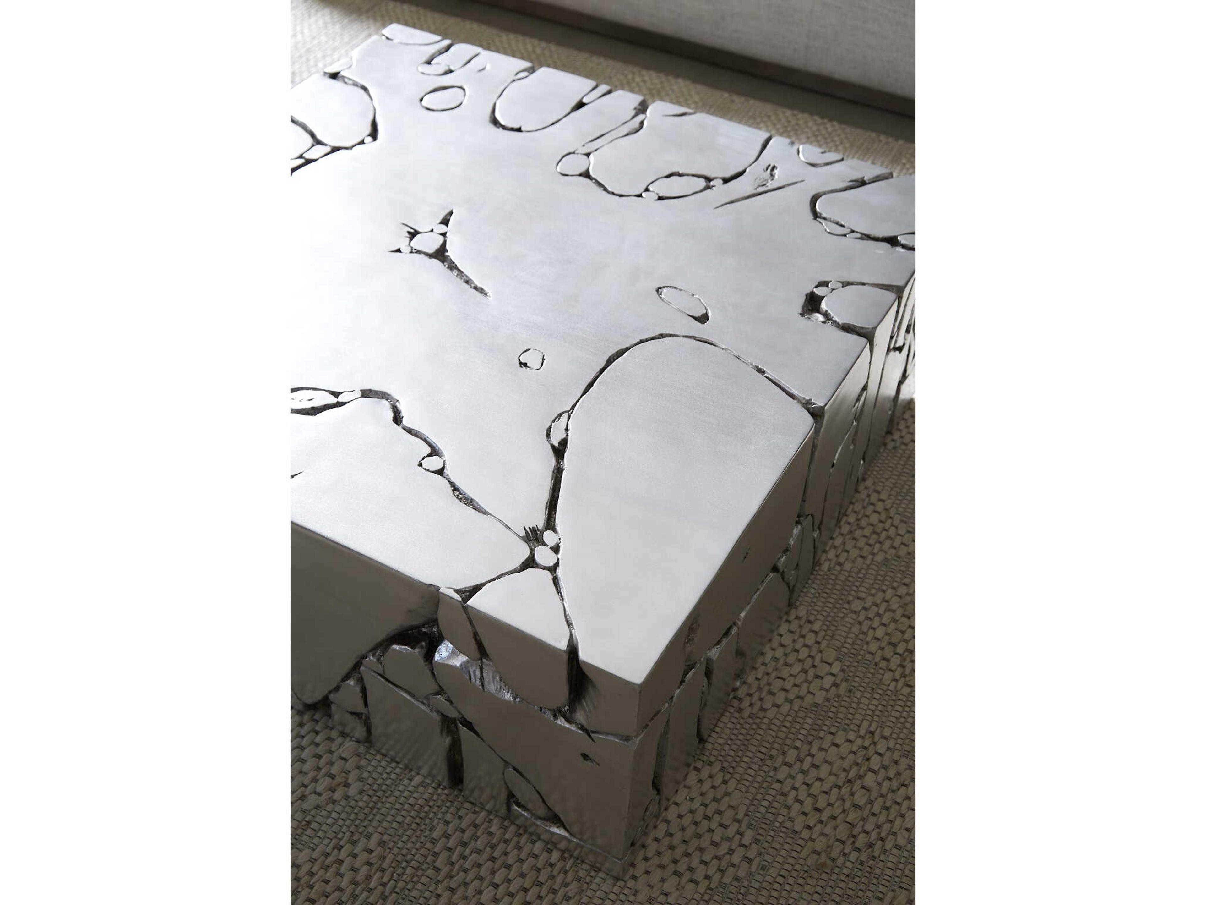 Luxecor Square Resin Silver Leaf Coffee Table