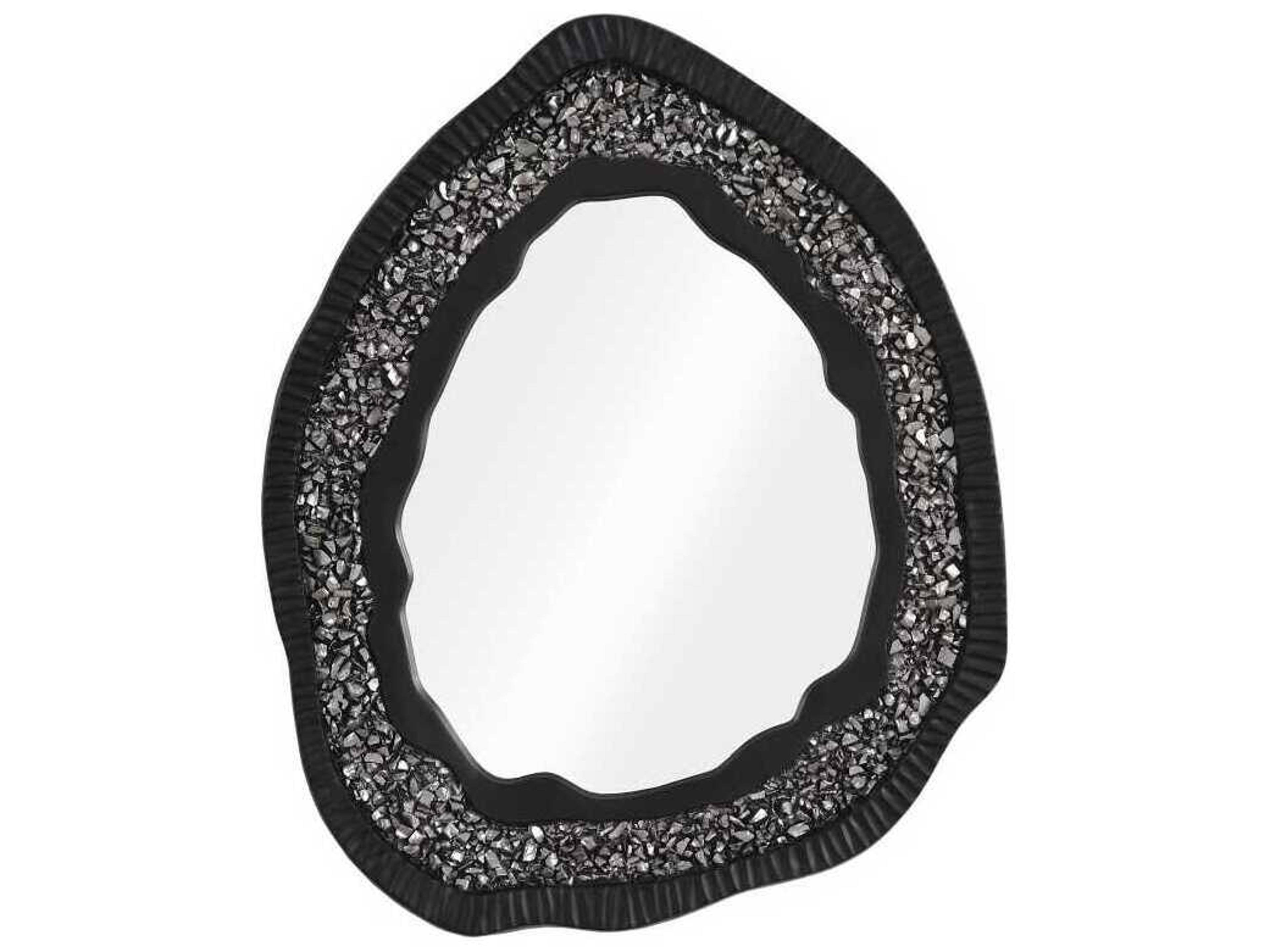 Black / Silver Oval Wall Mirror