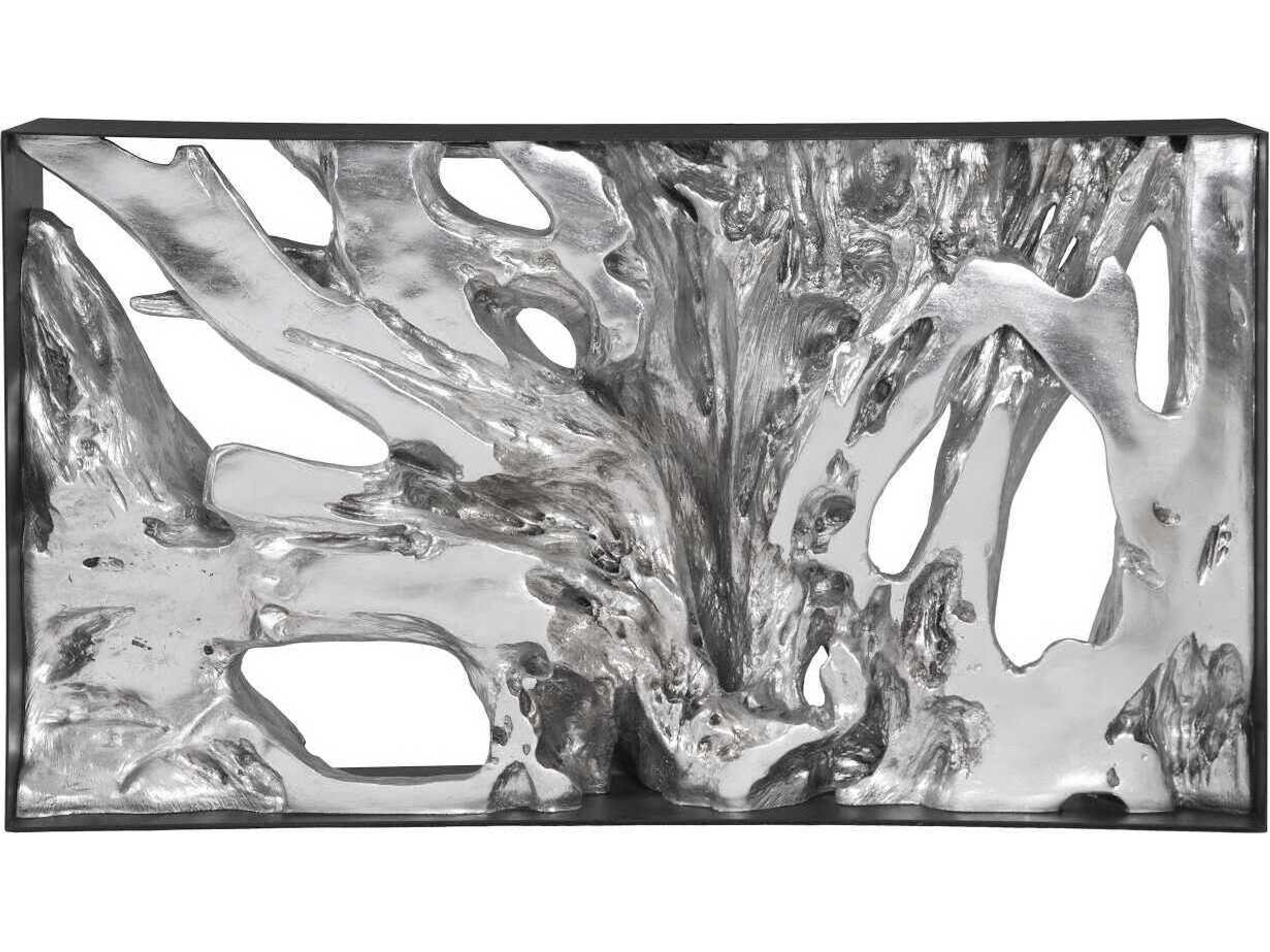 Phillips Collection Rectangular Metal Silver Leaf Console Table