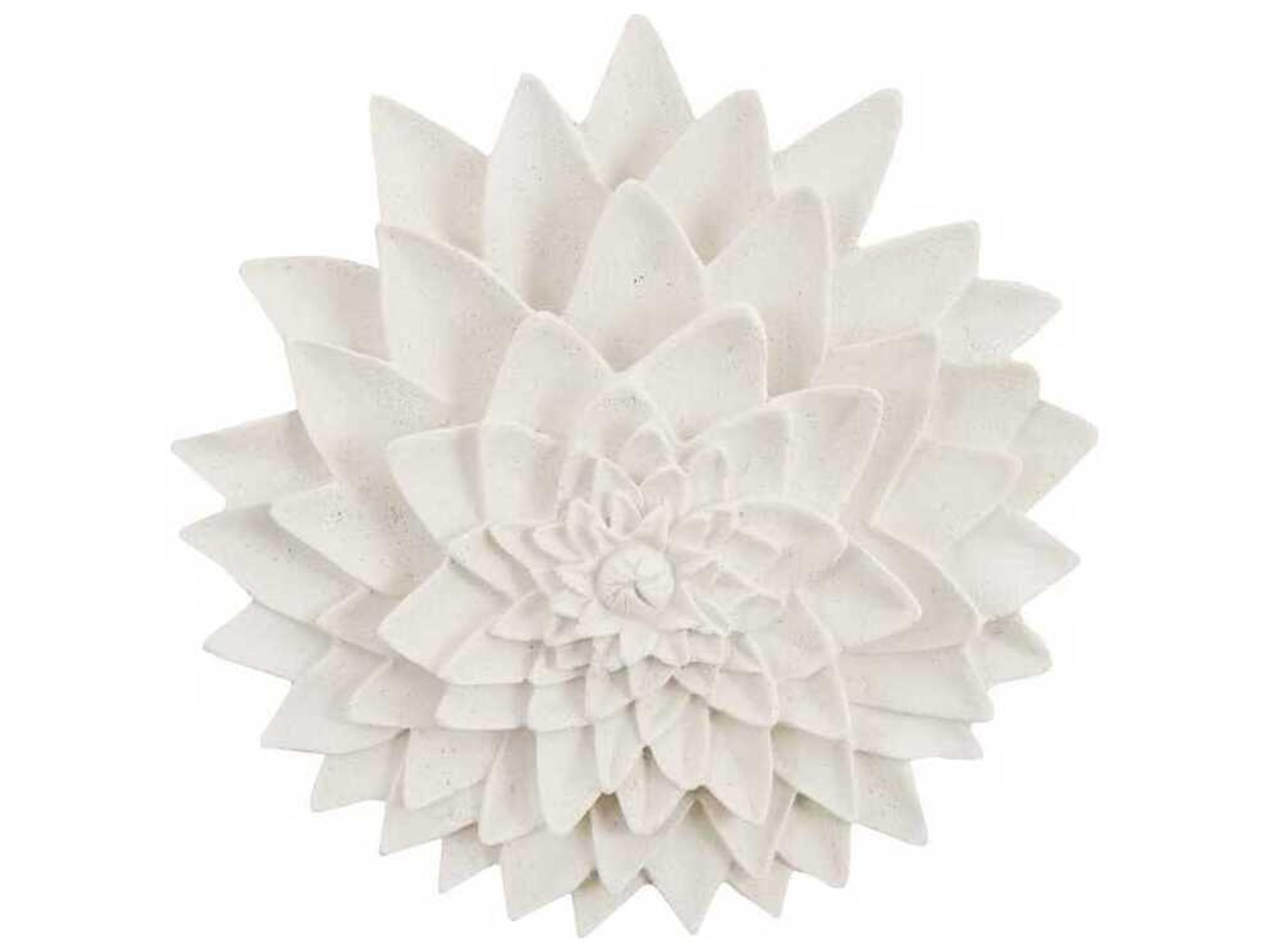 Dahlia Flower White Stone 3D Wall Art
