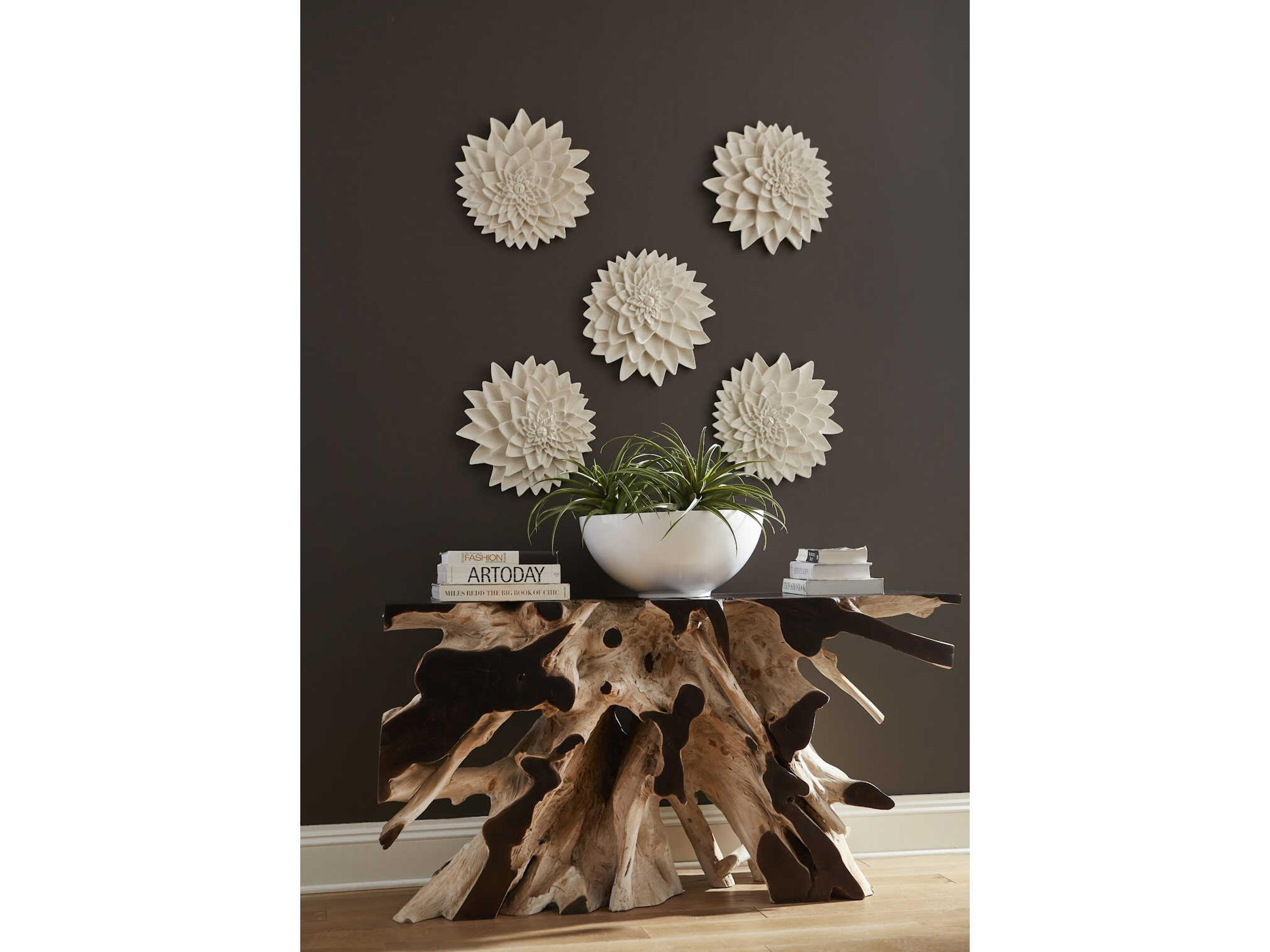 Phillips Collection Dahlia Flower White Stone 3D Wall Art