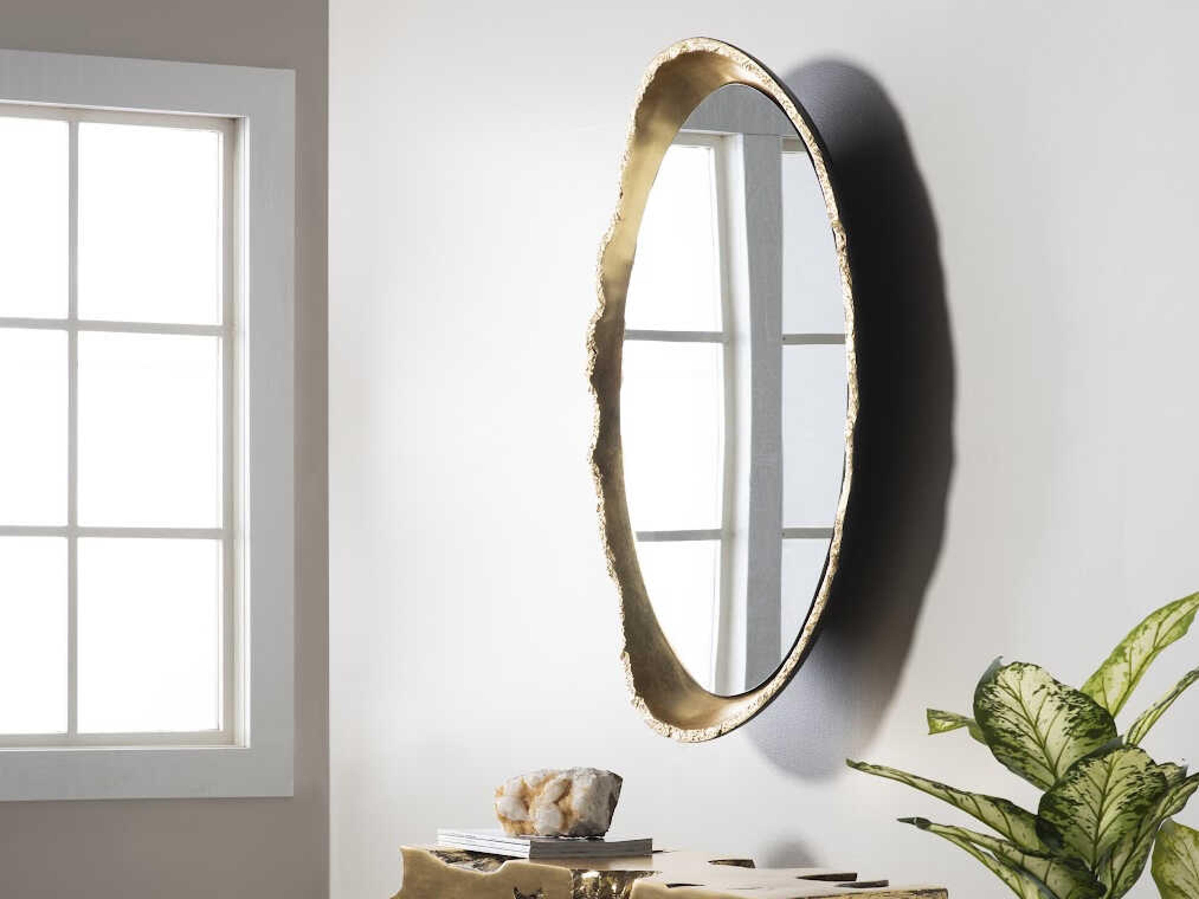Phillips Collection Gold Leaf / Black Oval Wall Mirror