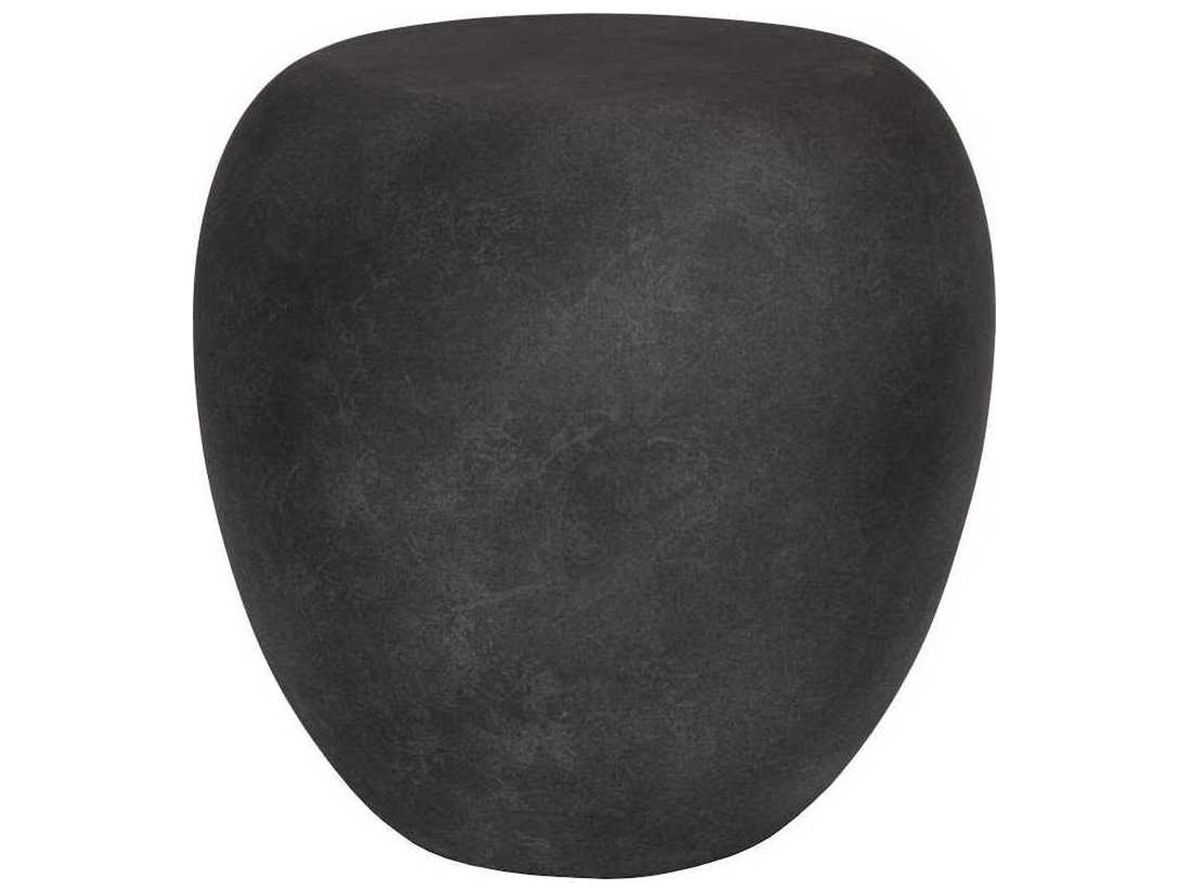 River Round Resin Charcoal Stone Gray End Table