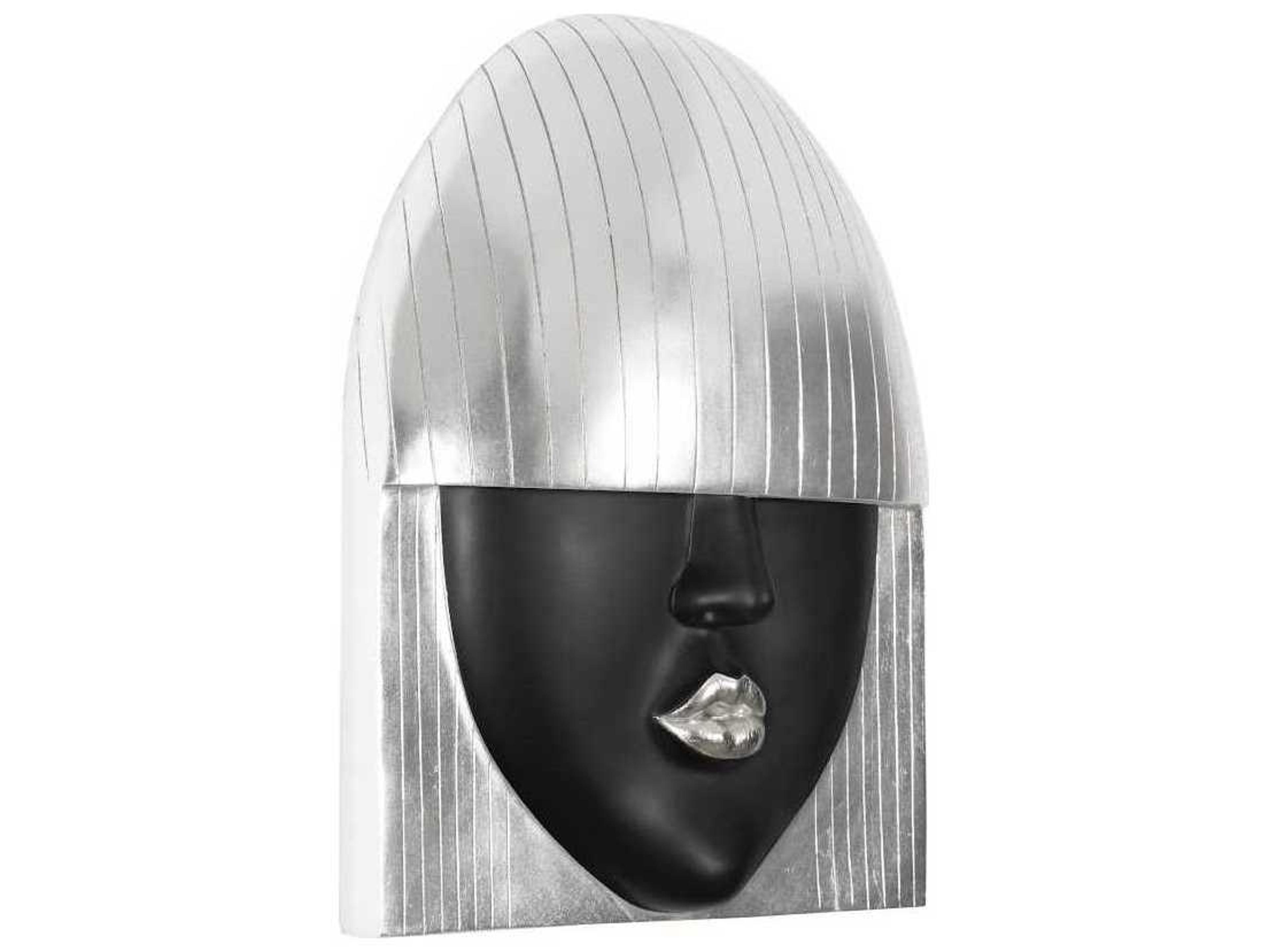 Phillips Collection Black and Silver Leaf Kiss Fashion Face Wood Wall Art