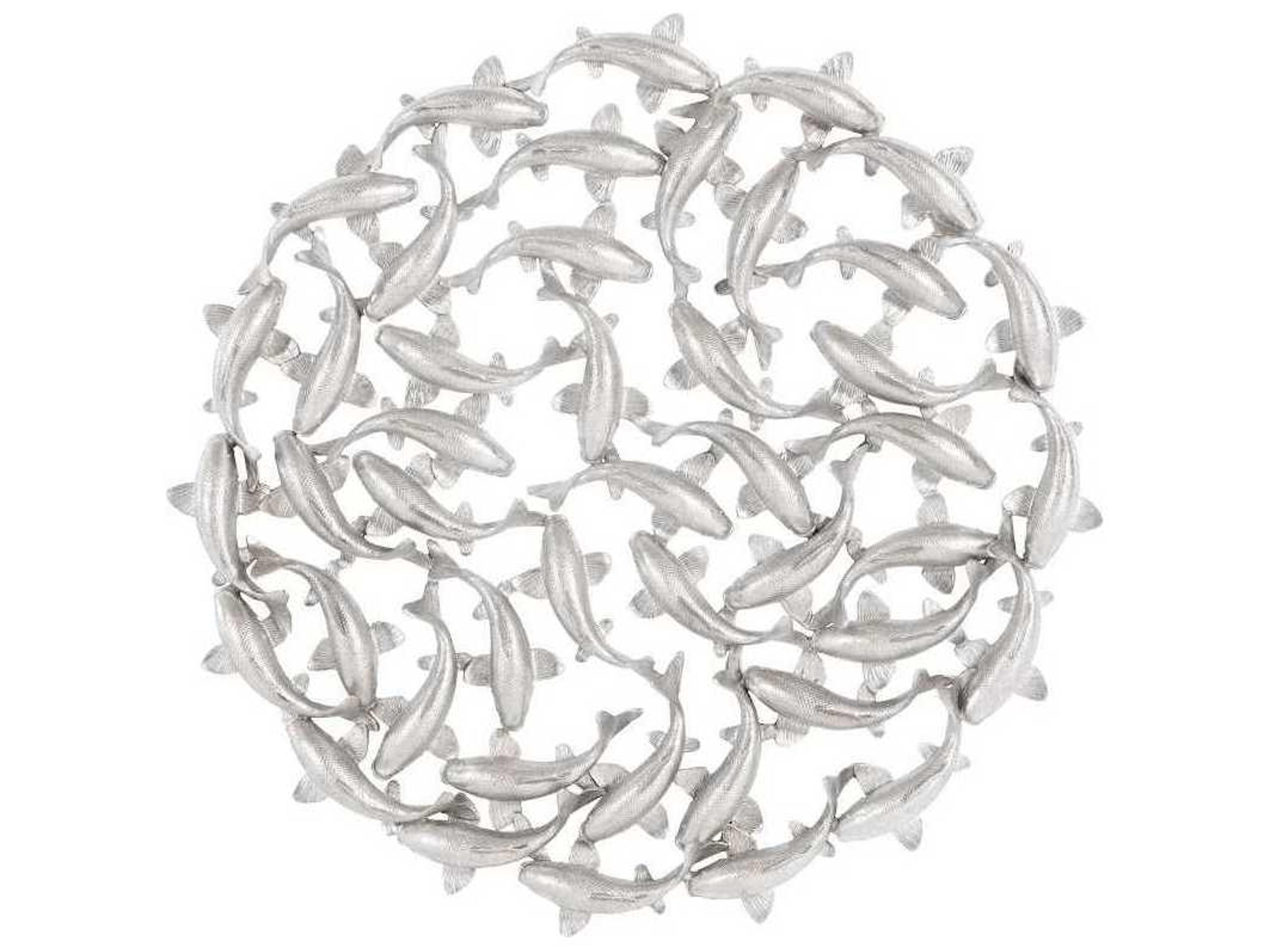 Koi Wall Art Silver Leaf Circular Sculpture
